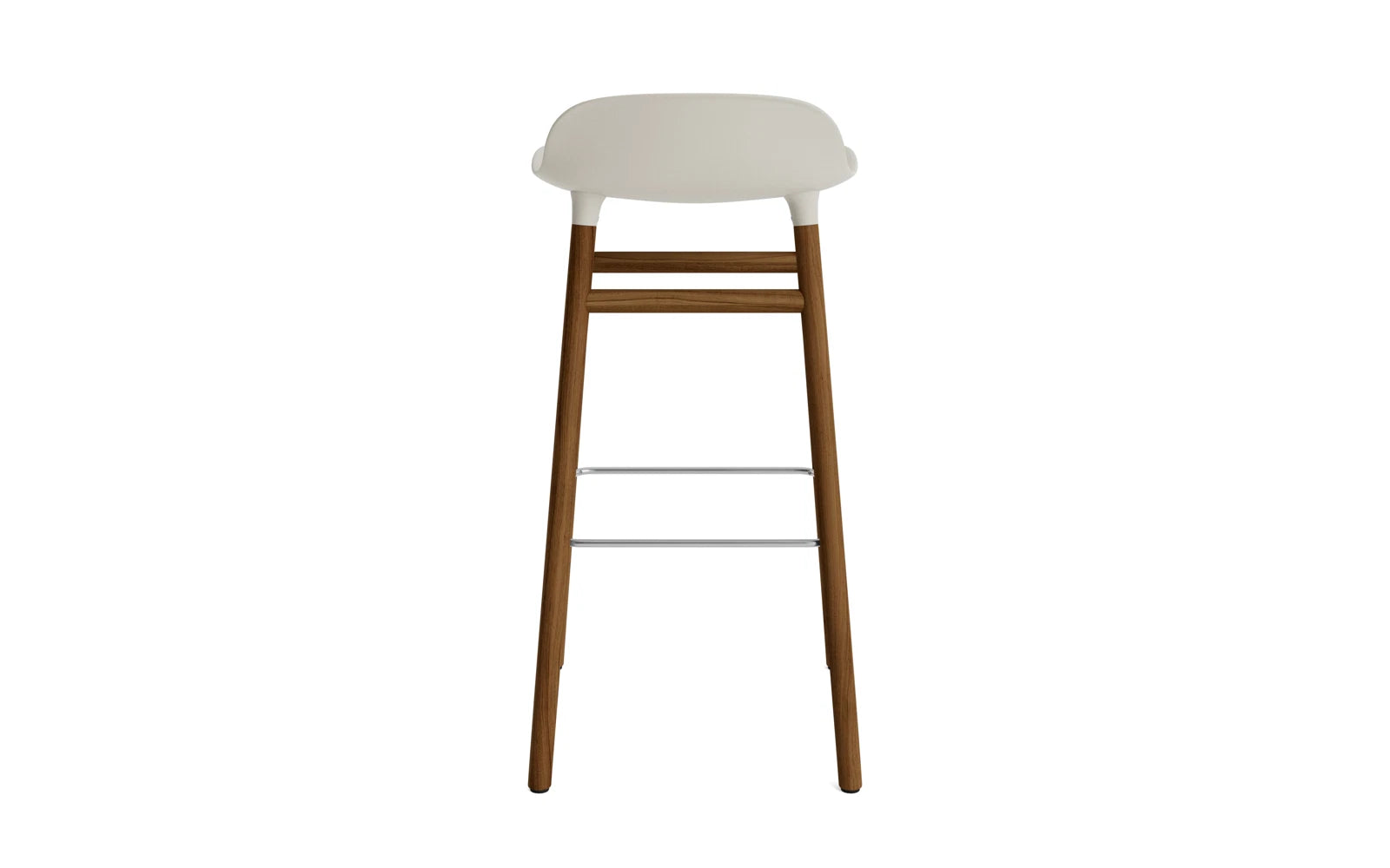 Entdecken Sie den Form Barstuhl 75 cm in Hellgrau/Walnuss von Normann Copenhagen – ein elegantes Möbelstück, das modernes Design und Funktionalität vereint.