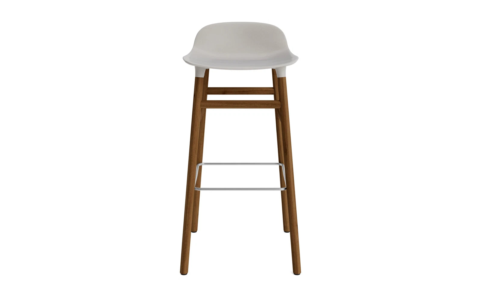 Erleben Sie den Form Barstuhl 75 cm in Warmem Grau/Walnuss von Normann Copenhagen – ein elegantes Möbelstück, das modernes dänisches Design verkörpert.