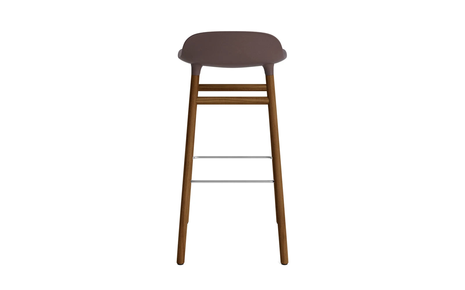Erleben Sie den Form Barstuhl 75 cm in Braun/Walnuss von Normann Copenhagen – ein stilvolles Möbelstück, das Komfort und modernes Design vereint.