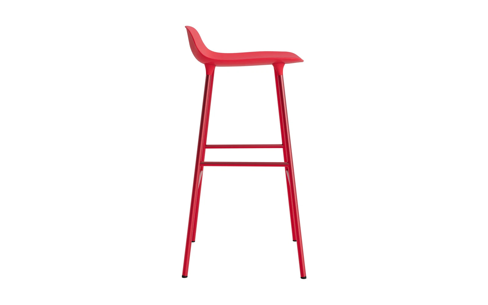 Entdecken Sie den Form Barstuhl 75 cm in leuchtendem Rot und stabilem Stahl von Normann Copenhagen – ein modernes Designhighlight für Ihr Zuhause!