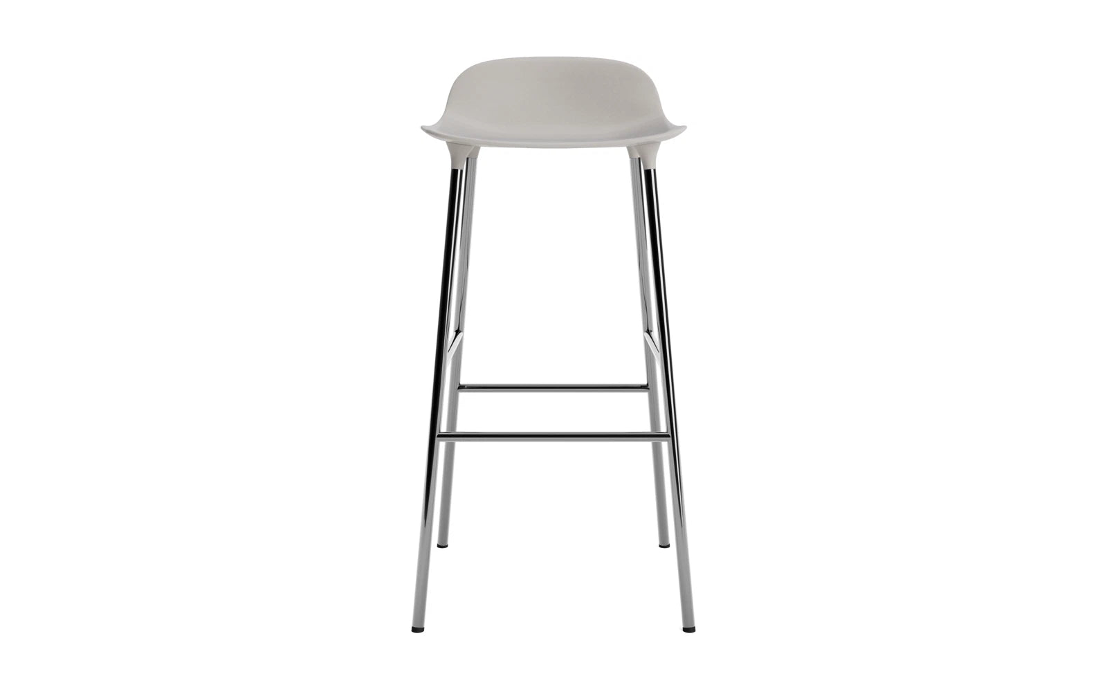 Erleben Sie den Form Barstuhl 75 cm in Warmem Grau/Chrom von Normann Copenhagen – eine harmonische Verbindung aus modernem Design und höchstem Sitzkomfort.