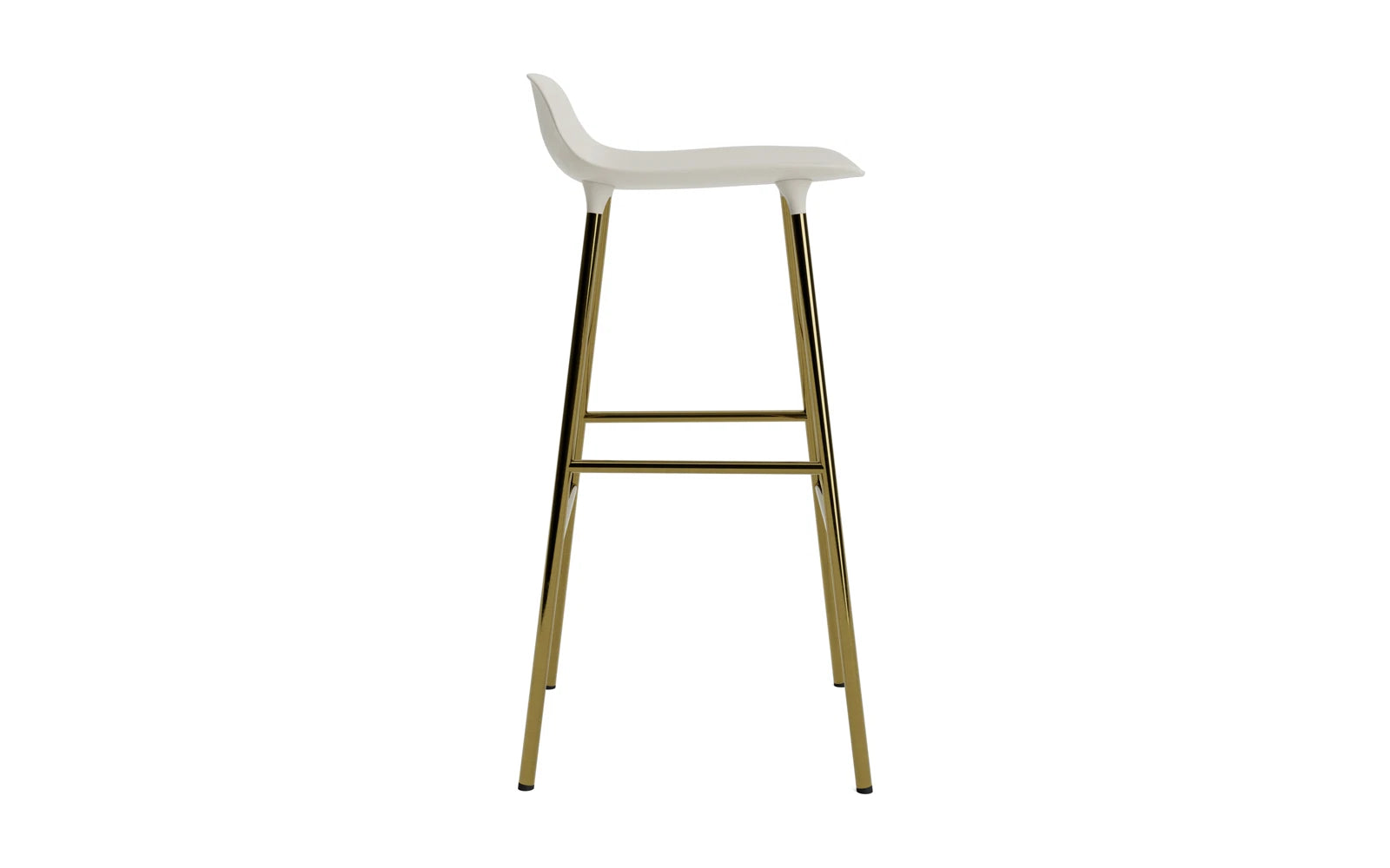 Entdecken Sie den Form Barstuhl 75 cm in stilvollem Messing hellgrau von Normann Copenhagen – ein elegantes Möbelstück, das modernes Design und Komfort vereint.