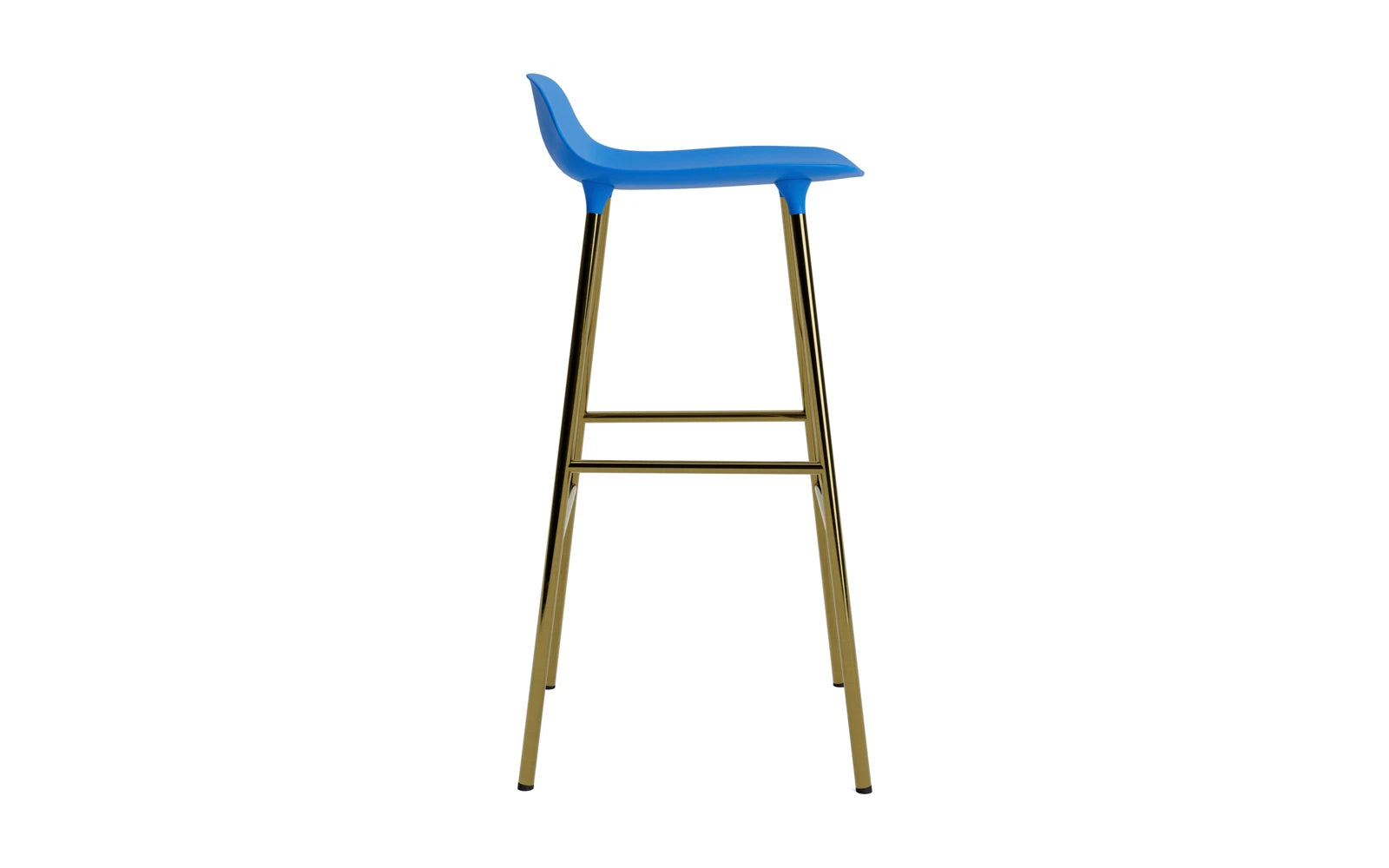 Entdecken Sie den Form Barstuhl 75 cm in elegantem Messing und leuchtendem Blau von Normann Copenhagen – ein stilvolles Möbelstück für jeden Raum!