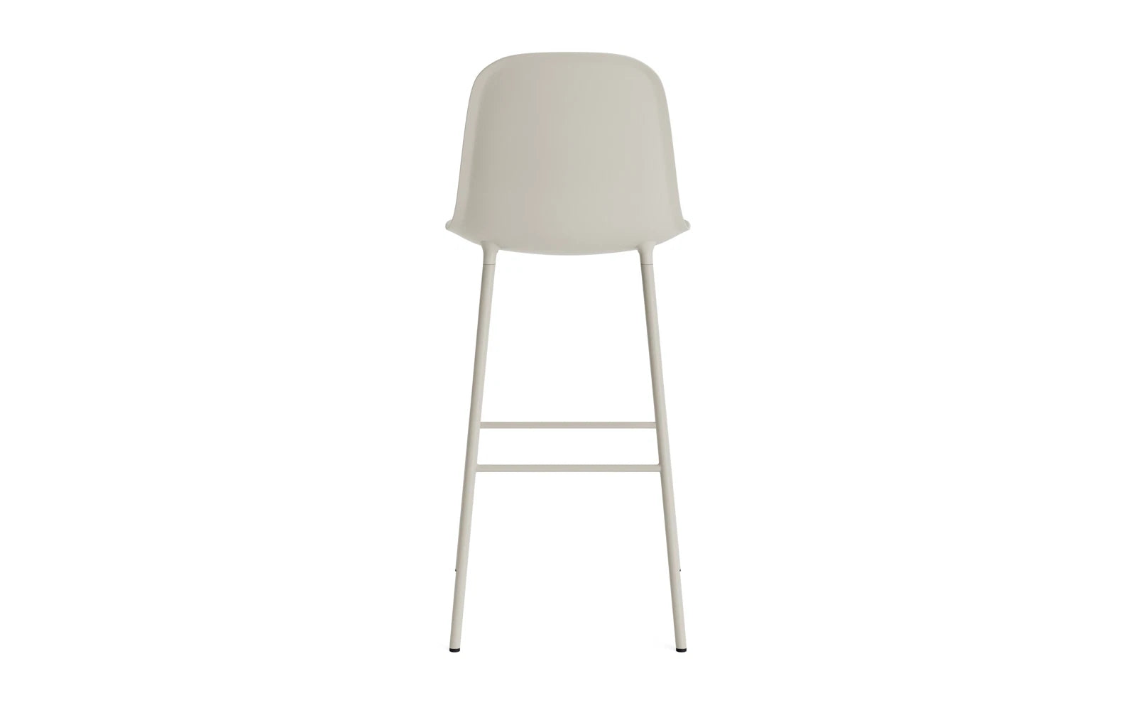 Erleben Sie den Form Barstuhl 75 cm in stilvollem Hellgrau von Normann Copenhagen. Perfekt für hohe Tische, vereint er skandinavische Eleganz mit optimalem Sitzkomfort.