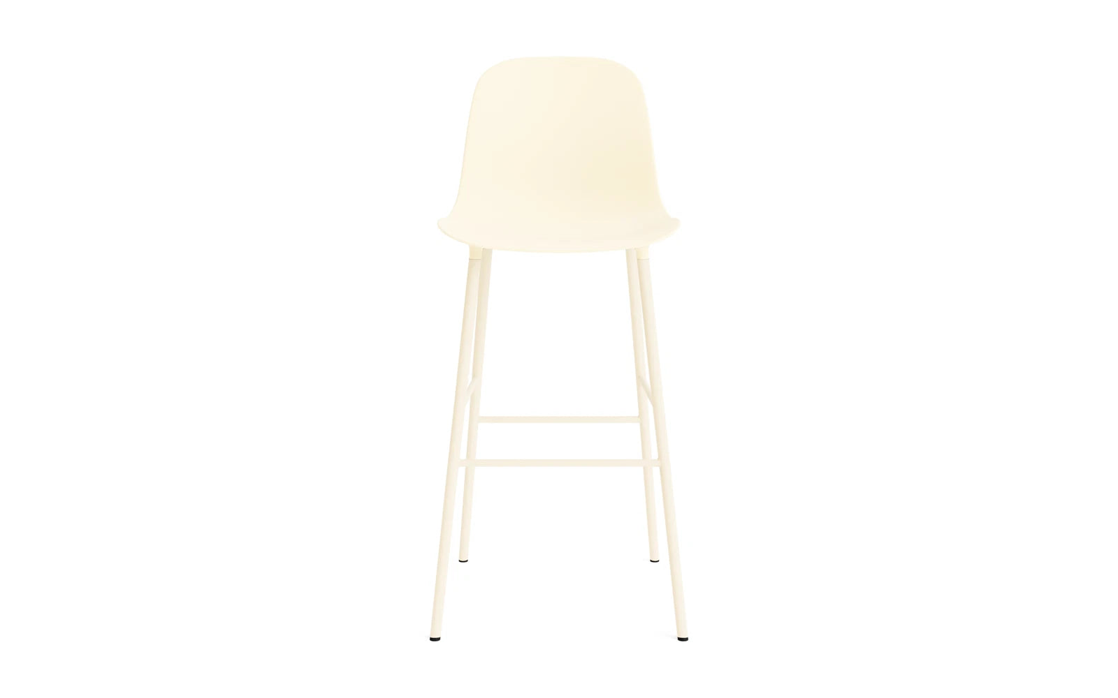 Erleben Sie den Form Barstuhl 75 cm in Creme von Normann Copenhagen – ein elegantes Designhighlight, das Komfort und Stil in jeden Raum bringt.