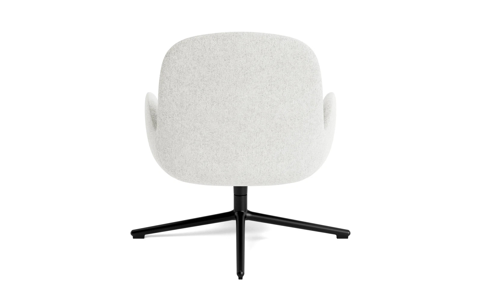 Erlebe den Era Lounge-Sessel mit niedrigem Drehgestell aus schwarzem Aluminium von Normann Copenhagen – ein stilvolles Möbelstück für jeden Raum.