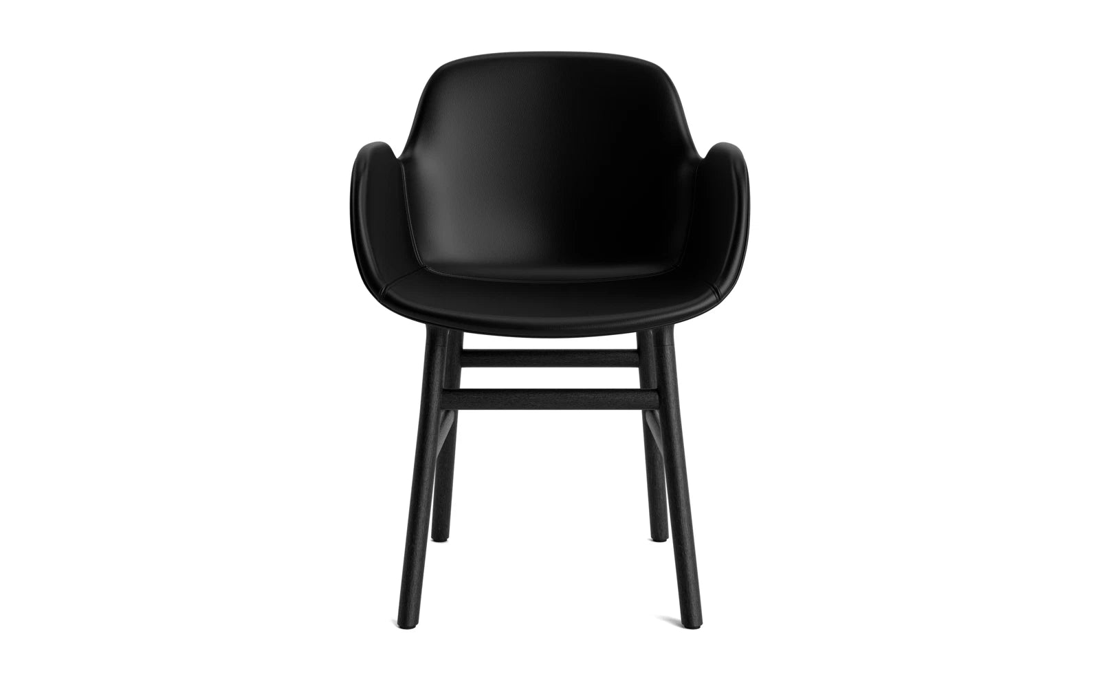 Der Form Lehnstuhl von Normann Copenhagen vereint elegantes Design mit gepolsterter Bequemlichkeit und stabiler Stahlkonstruktion in edlem Schwarz.