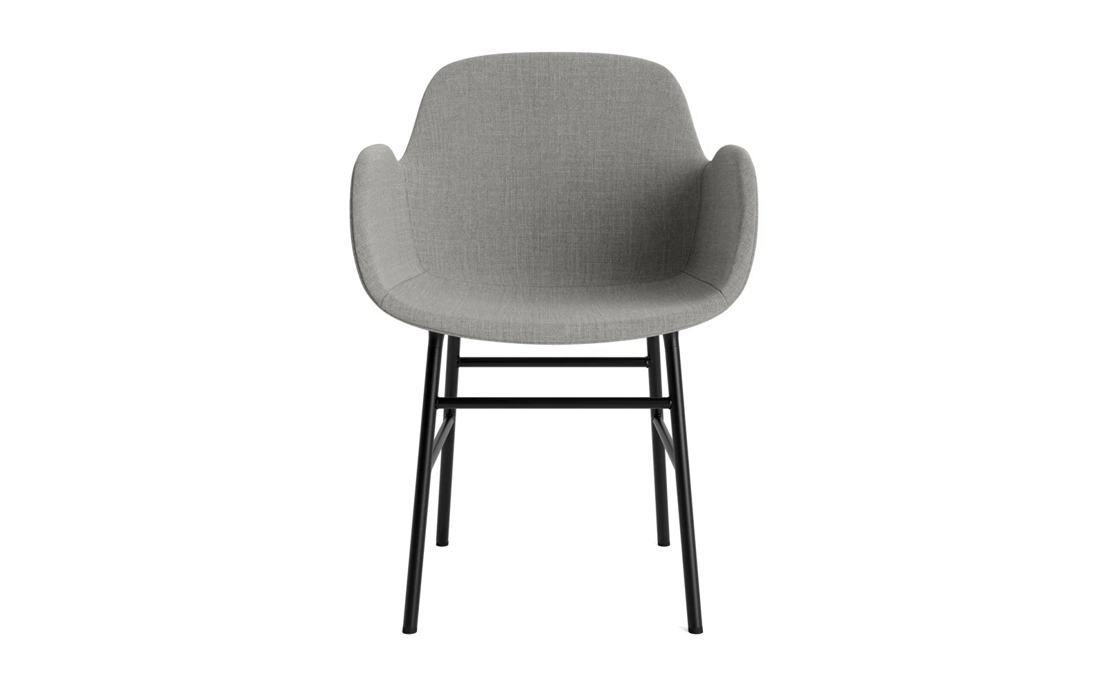 Der Form Lehnstuhl von Normann Copenhagen vereint elegantes Design mit gepolsterter Bequemlichkeit und stabiler Stahlkonstruktion in edlem Schwarz.