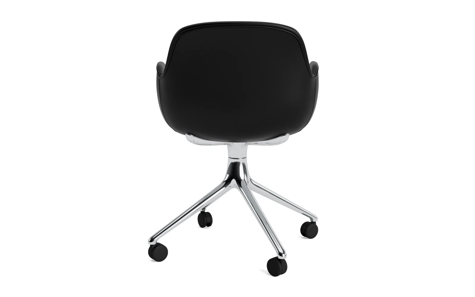 Erleben Sie den Form Drehsessel 4W von Normann Copenhagen – ein stilvoller, drehbarer Sessel aus Aluminium und Ultra Leder, perfekt für moderne Räume.