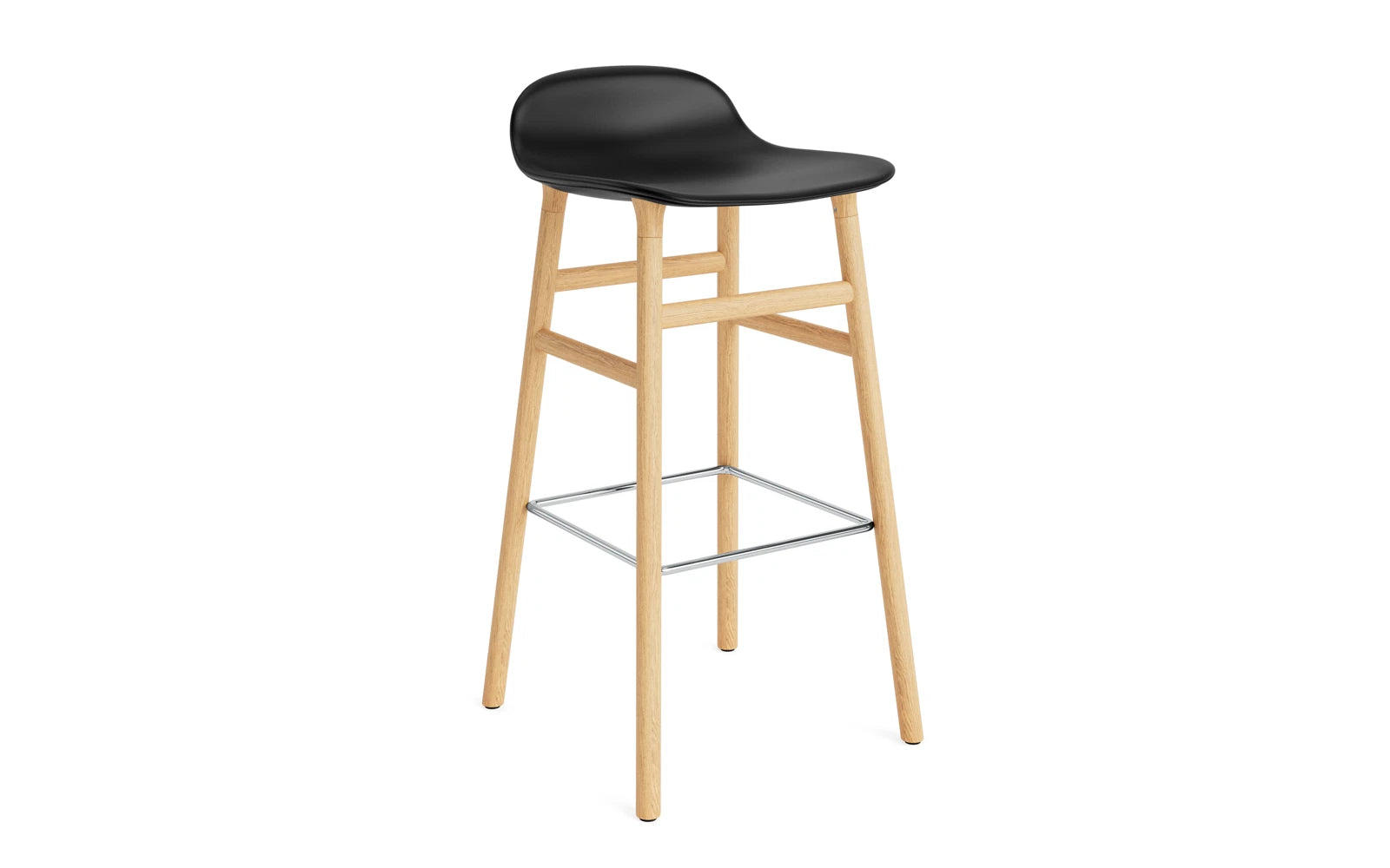 Stylischer Form Barstuhl von Normann Copenhagen, 75 cm hoch, mit weichem Remix-Stoff und robuster Stahlbasis – perfekt für zeitgemäße Einrichtung.