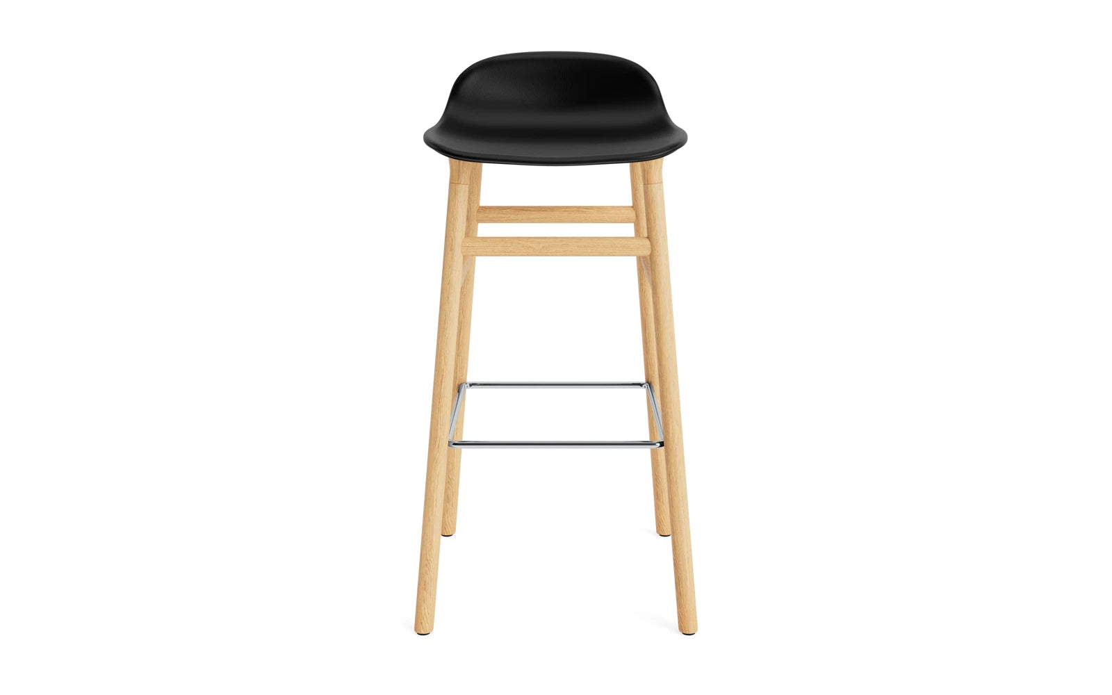Stylischer Form Barstuhl von Normann Copenhagen, 75 cm hoch, mit weichem Remix-Stoff und robuster Stahlbasis – perfekt für zeitgemäße Einrichtung.