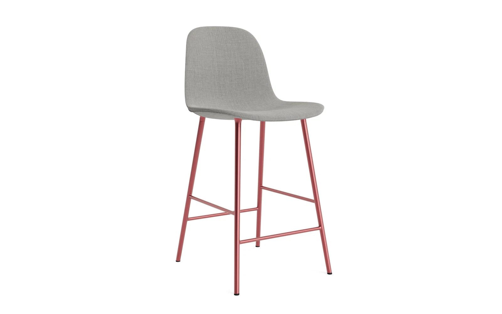 Genießen Sie den stilvollen Form Barstuhl 65 cm in Rot, gepolstert und mit robustem Stahlgestell von Normann Copenhagen – ideal für moderne Wohnräume.