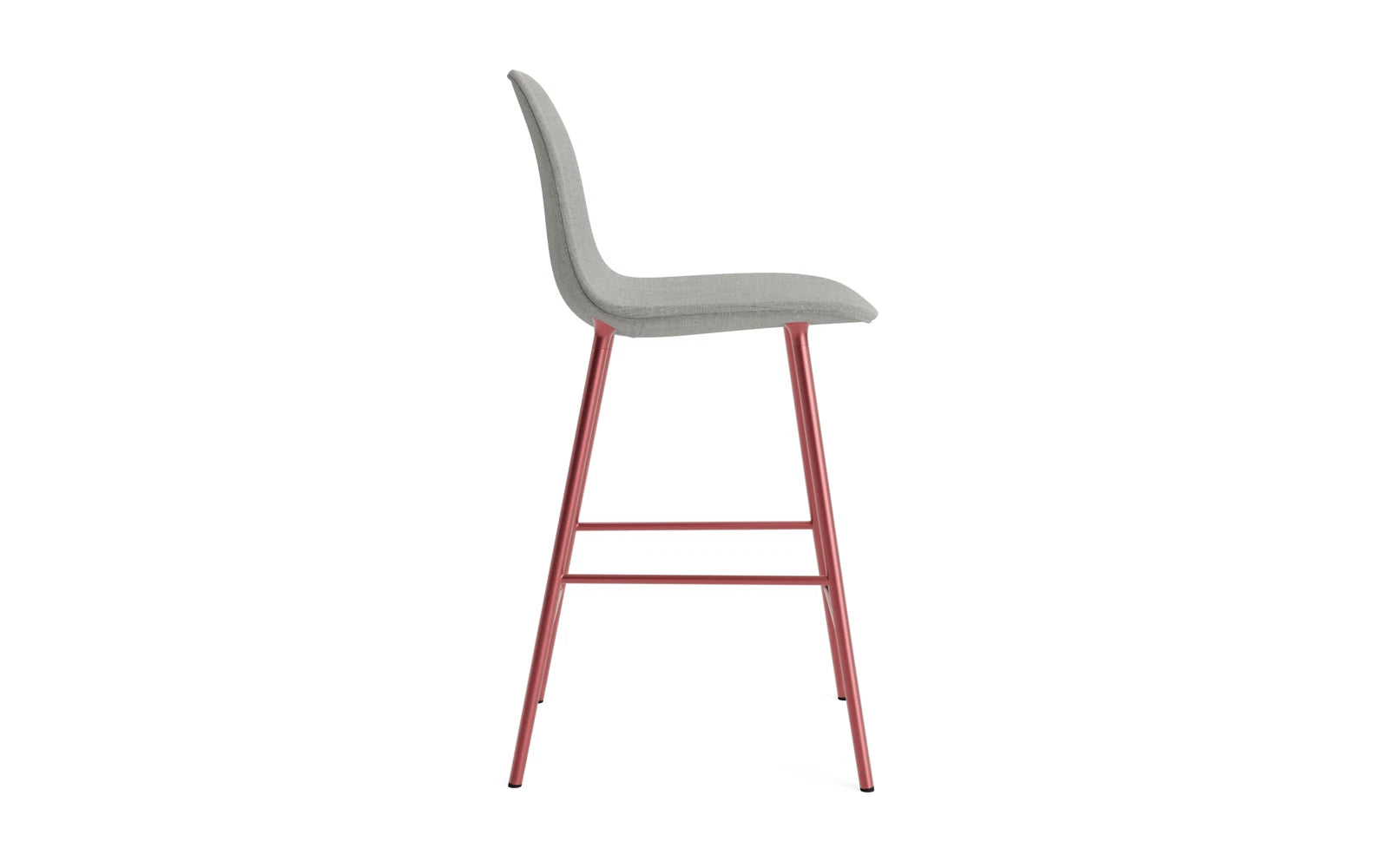 Erleben Sie den eleganten Form Barstuhl 65 cm in Rot, gepolstert und mit stabilem Stahlgestell von Normann Copenhagen – perfekt für Ihr Zuhause.