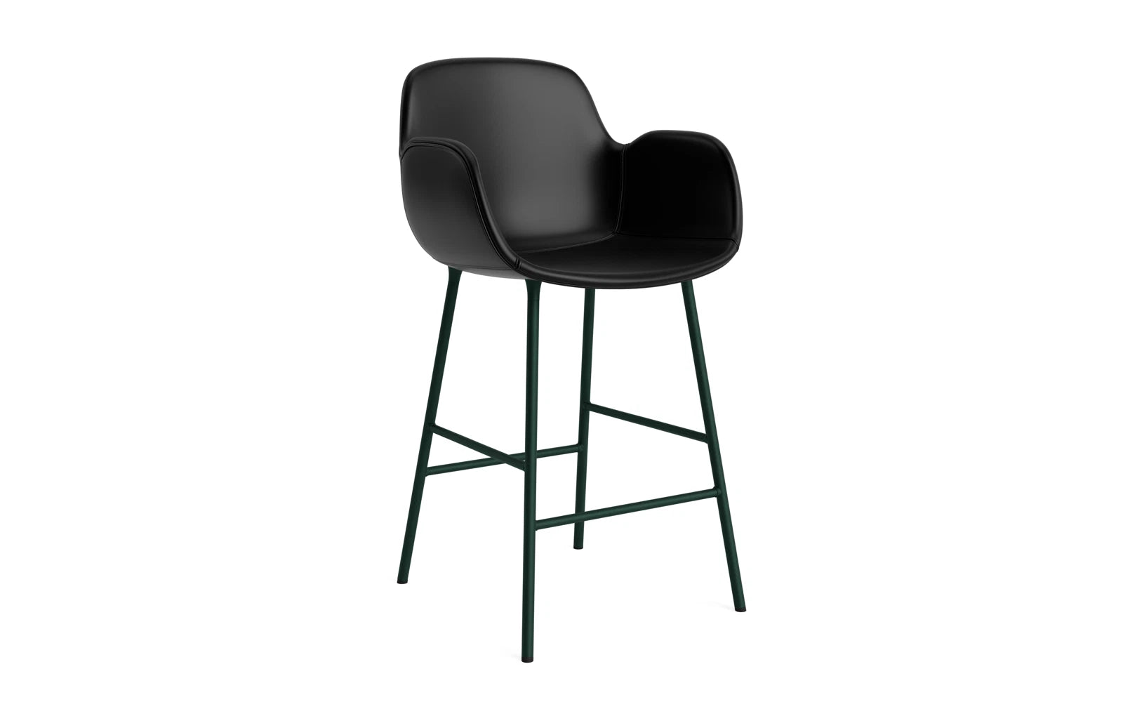 Form Barstuhl mit Armlehne 65 cm gepolstert Grün Stahl/Ultra leder in Ultra 41599 präsentiert im Onlineshop von KAQTU Design AG. Barstuhl ist von Normann Copenhagen