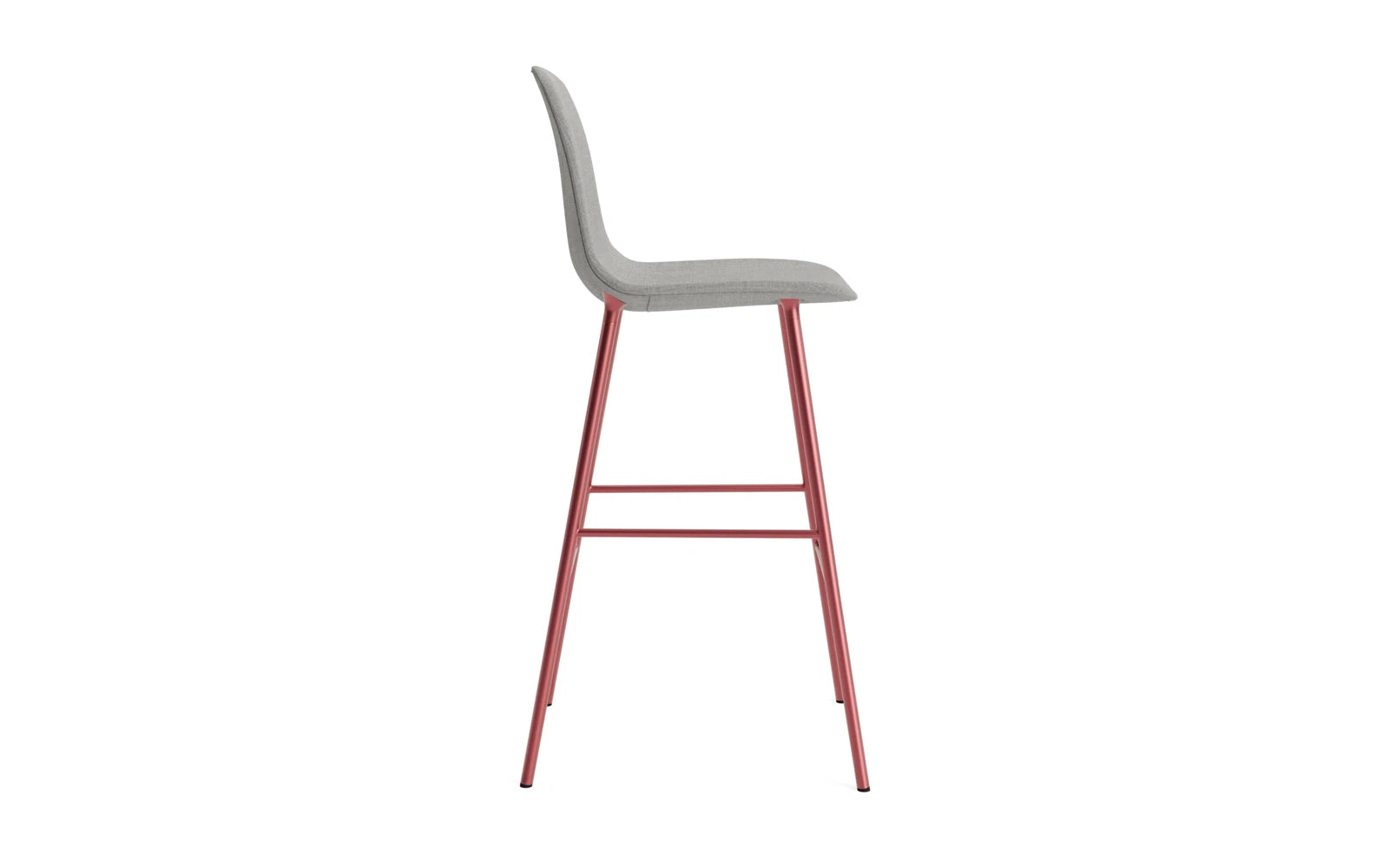 Stylischer Form Barstuhl 75 cm in Rot, gepolstert und aus langlebigem Stahl. Ideal für zeitgemäße Wohnräume und Gastronomie. Design von Normann Copenhagen.