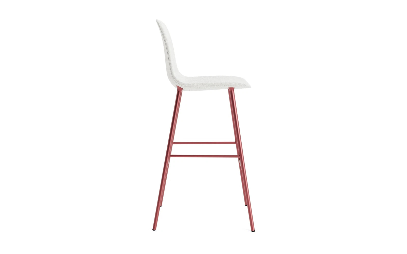 Entdecken Sie den stilvollen Form Barstuhl 75 cm in Rot, gepolstert mit edlem Hallingdal-Stoff und robustem Stahlgestell von Normann Copenhagen.