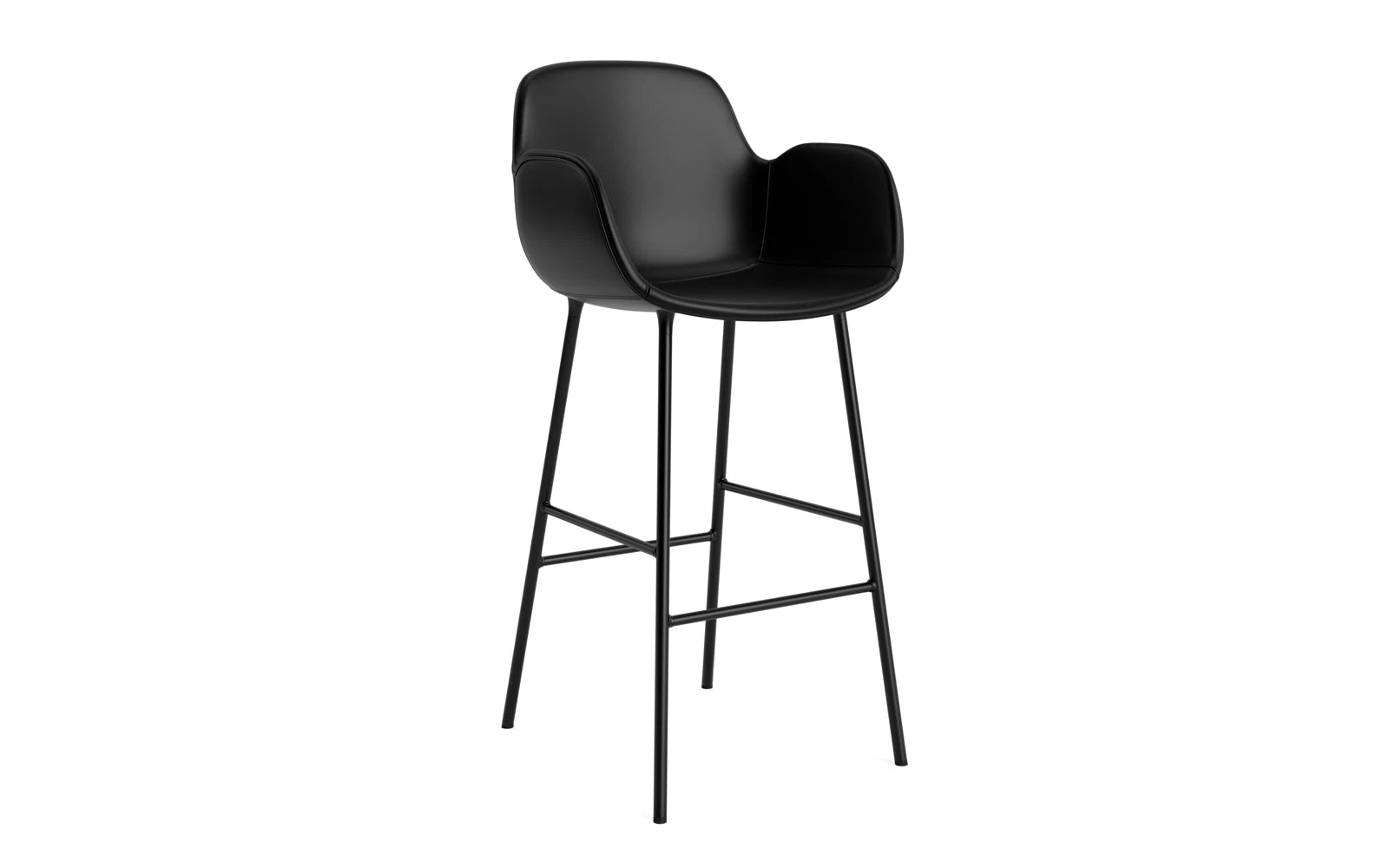 Form Barstuhl mit Armlehne 75 cm gepolstert schwarzes Stahl/Ultra leder in Ultra 41599 präsentiert im Onlineshop von KAQTU Design AG. Barstuhl ist von Normann Copenhagen
