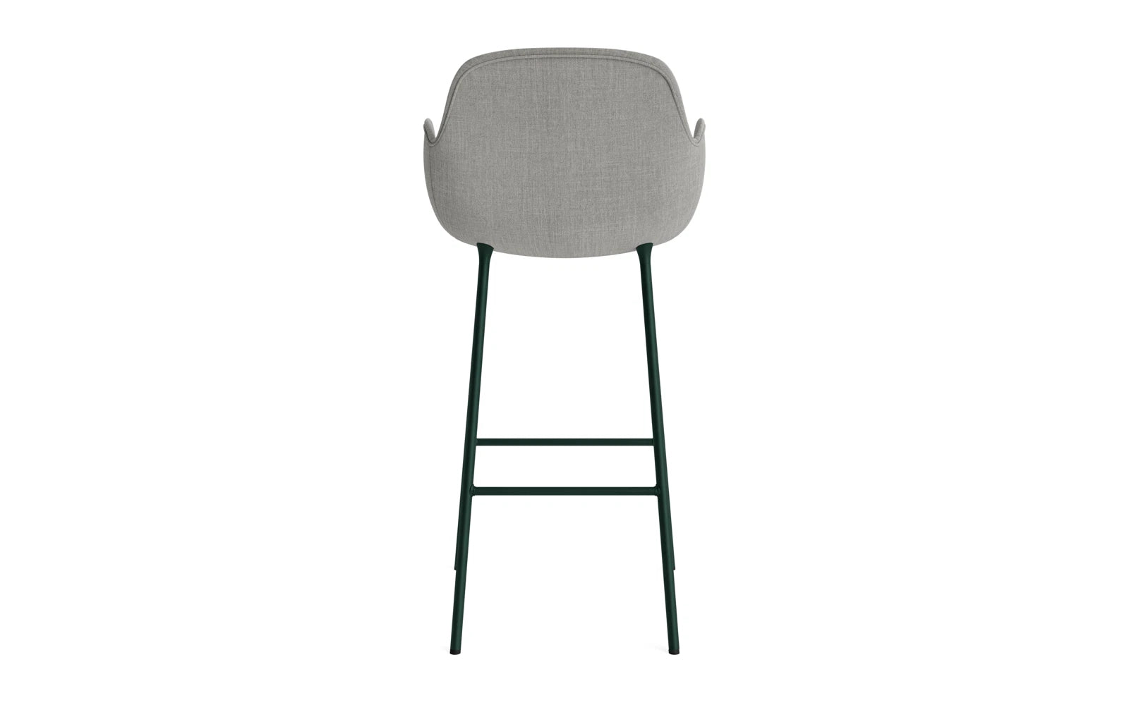 Entdecken Sie den eleganten Form Barstuhl mit Armlehne von Normann Copenhagen. Mit 75 cm Sitzhöhe und stilvoller grüner Polsterung ist er der Inbegriff von Komfort und modernem Design.