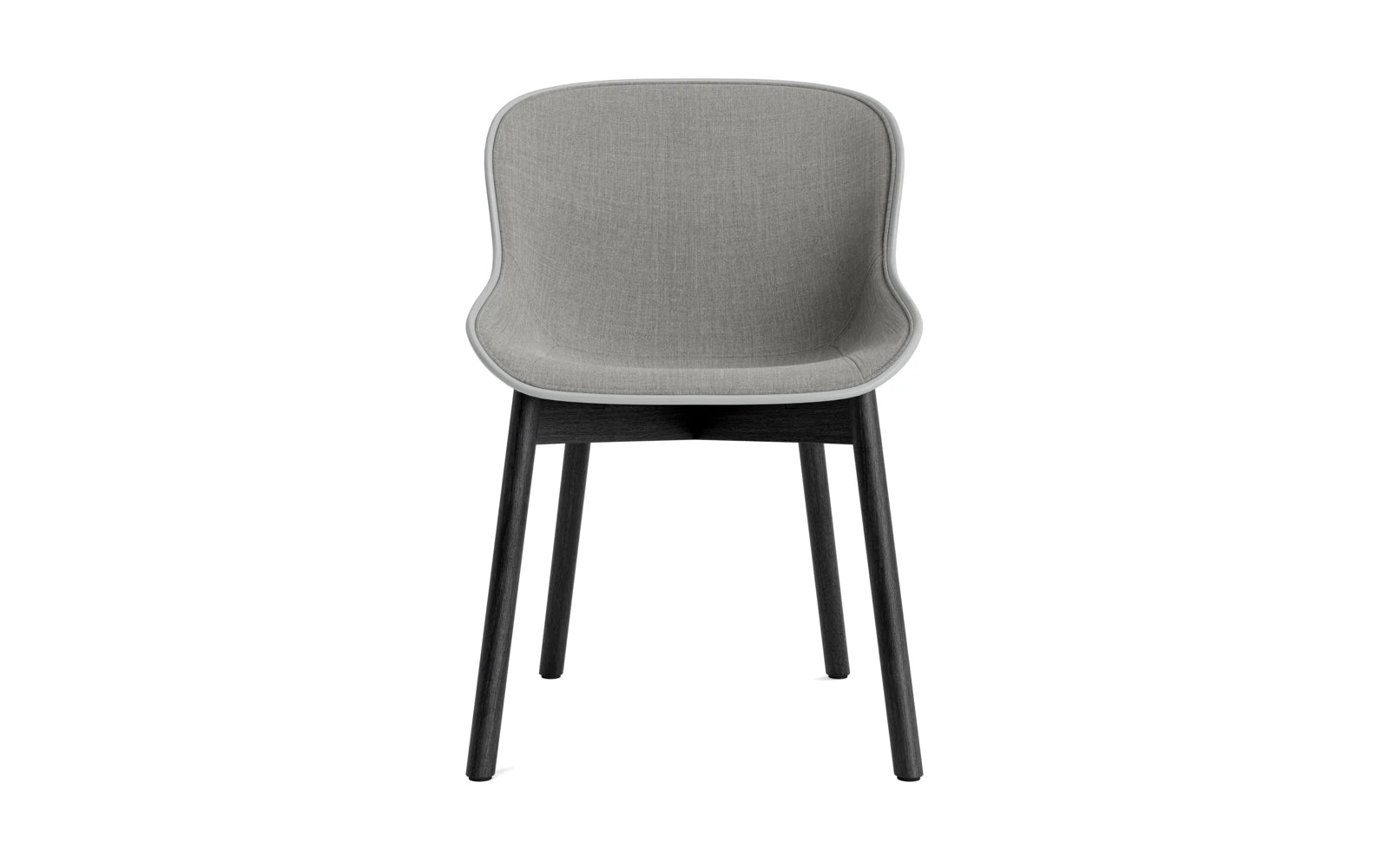 Der Hyg Stuhl von Normann Copenhagen vereint skandinavische Eleganz mit Komfort. Die Kombination aus schwarzer Eiche und grauer Polsterung sorgt für ein stilvolles Ambiente.