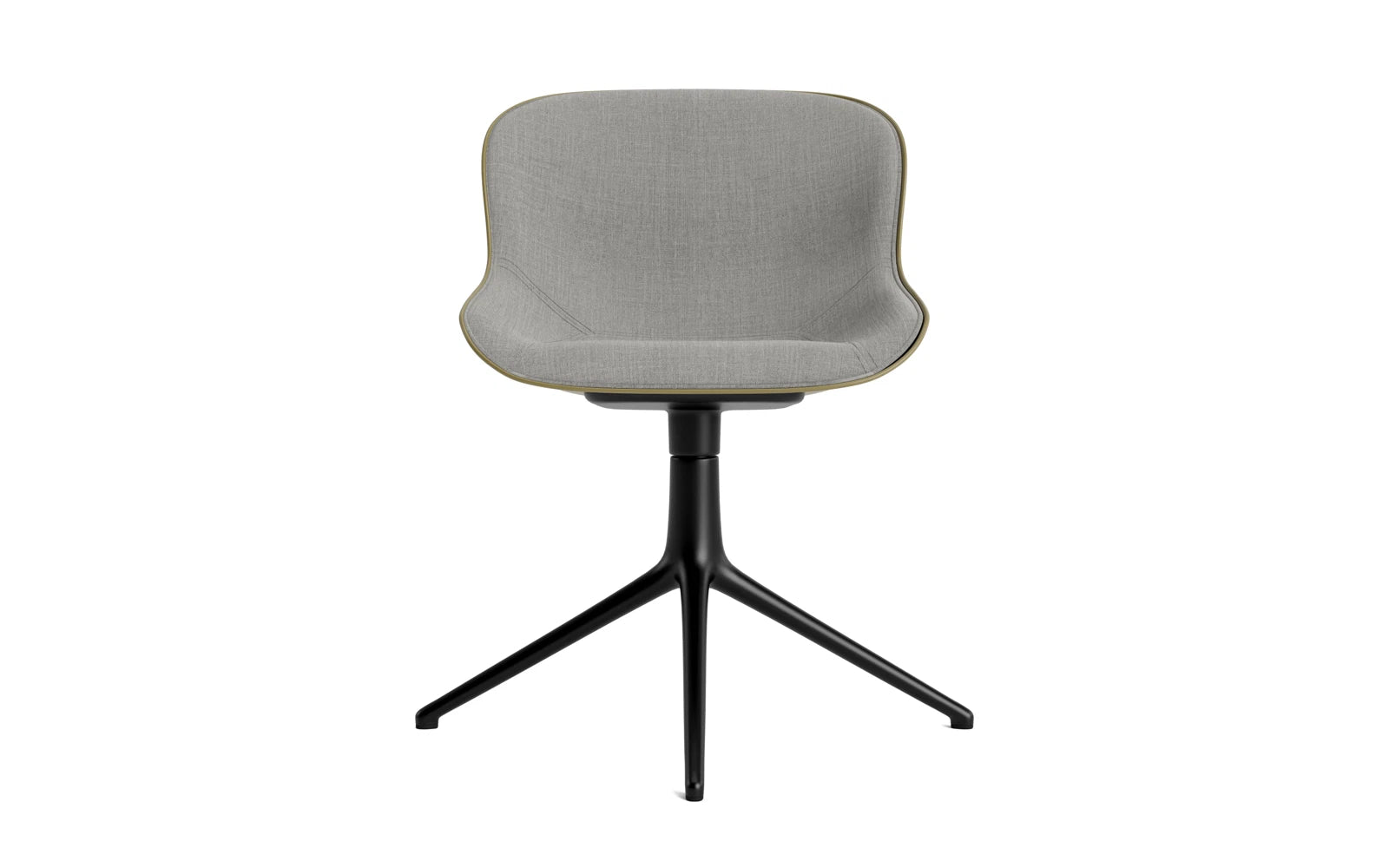 Entdecken Sie den Hyg Drehstuhl 4B von Normann Copenhagen: stilvoll gepolstert in elegantem Oliv und Schwarz, perfekt für entspannte Wohn- und Arbeitsräume.