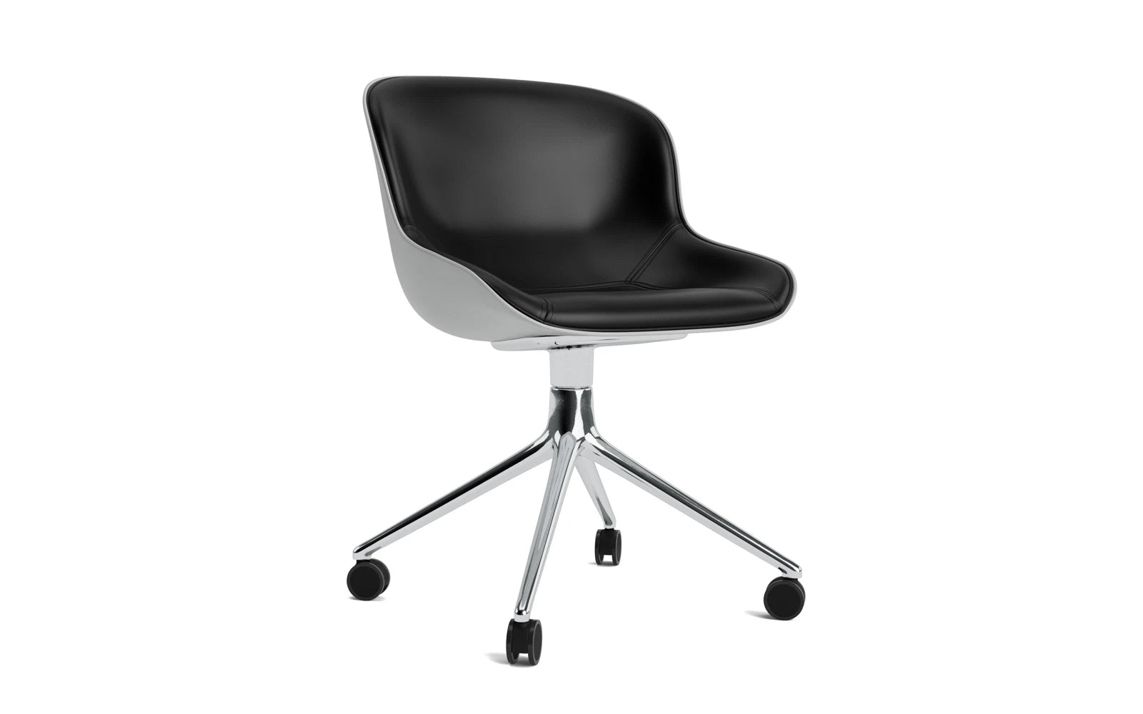 Hyg Drehstuhl 4W Frontpolster Aluminium Grau/Ultra in Ultra 41599 präsentiert im Onlineshop von KAQTU Design AG. Drehstuhl ist von Normann Copenhagen
