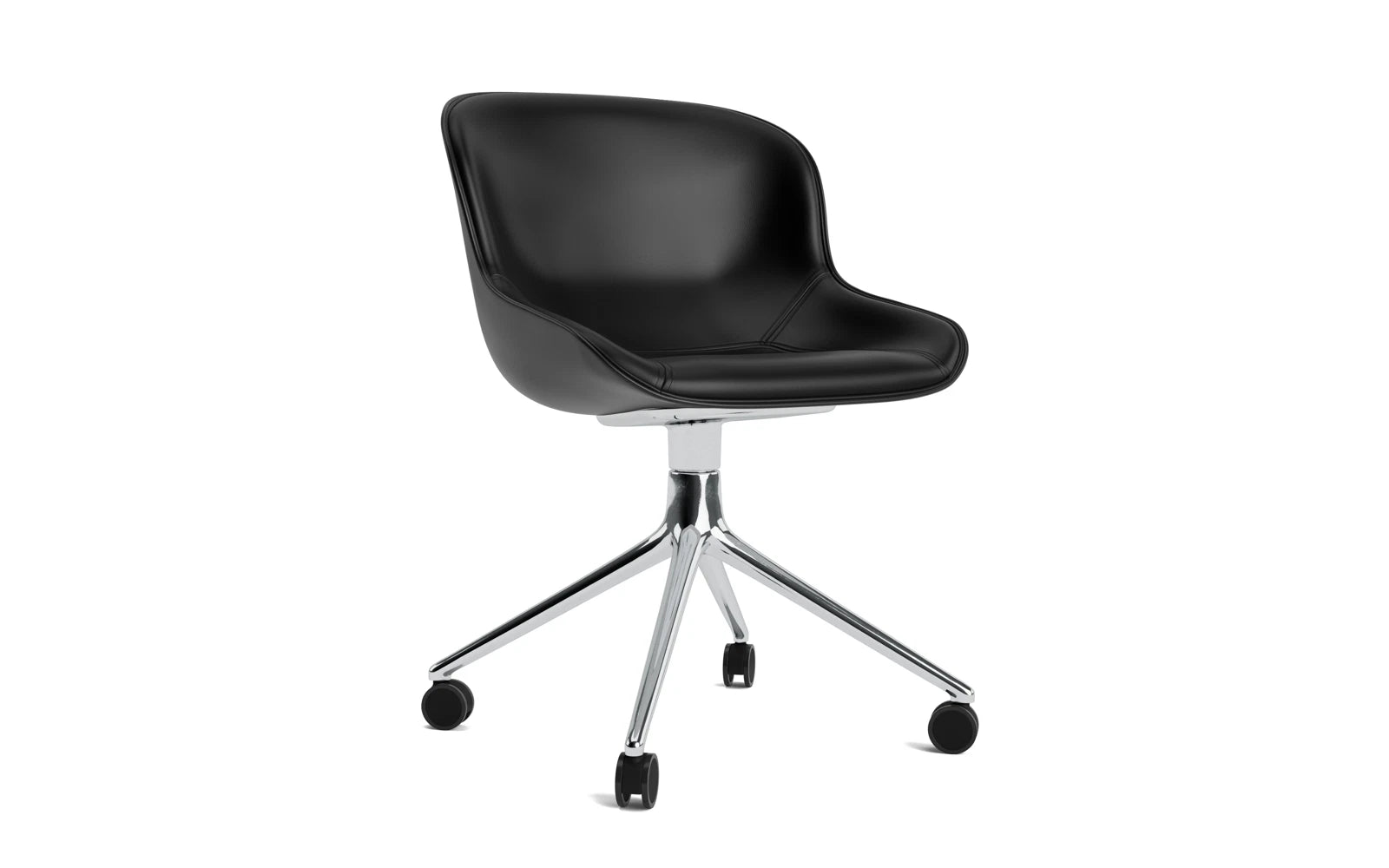 Hyg Drehstuhl 4W Frontpolster Aluminium Schwartz/Ultra in Ultra 41599 präsentiert im Onlineshop von KAQTU Design AG. Drehstuhl ist von Normann Copenhagen