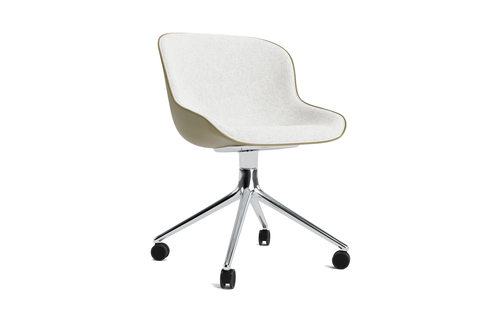 Hyg Drehstuhl 4W Frontpolster Aluminium Olive/Hallingdal in Hallingdal 110 präsentiert im Onlineshop von KAQTU Design AG. Drehstuhl ist von Normann Copenhagen