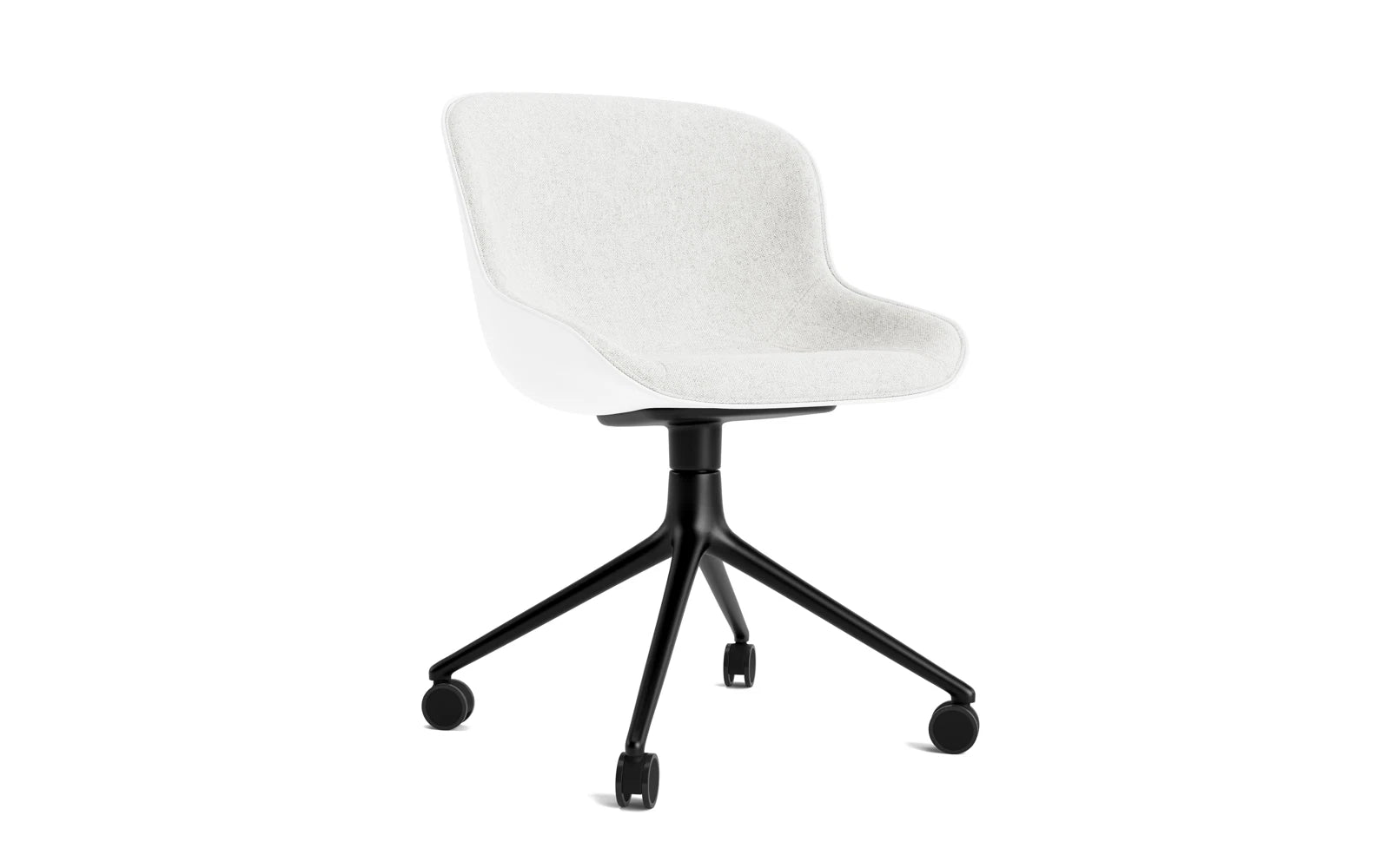 Hyg Drehstuhl 4W Frontpolster Schwartz Alu Weiss/Hallingdal in Hallingdal 110 präsentiert im Onlineshop von KAQTU Design AG. Drehstuhl ist von Normann Copenhagen