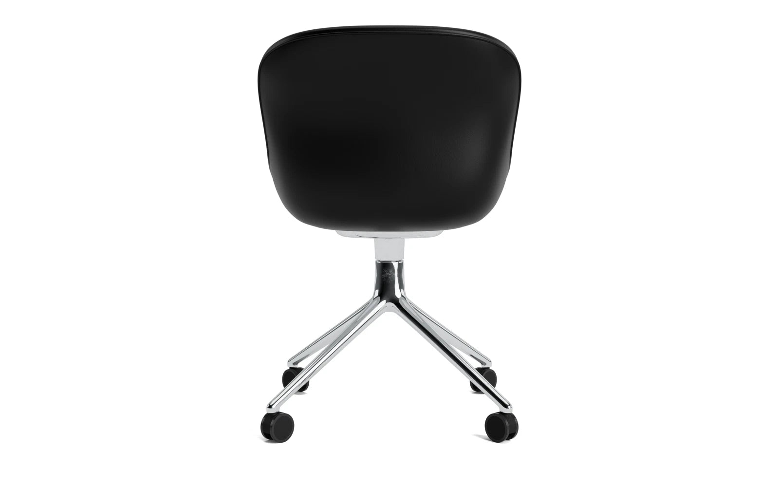 Entdecken Sie den Hyg Drehsessel mit Rollen von Normann Copenhagen – ein stilvolles Möbelstück aus hochwertigem Ultra-Leder, das Komfort und Mobilität vereint.