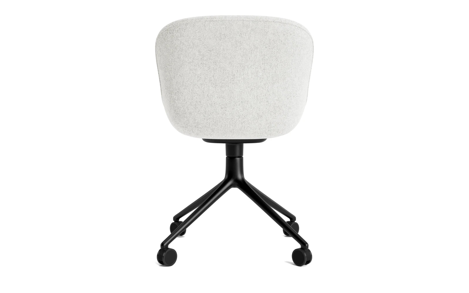 Genießen Sie den Hyg Drehstuhl 4W von Normann Copenhagen – ein stilvoller, vollpolsterter Drehstuhl aus langlebigem Hallingdal-Stoff und elegantem schwarzem Aluminium, der Komfort und skandinavisches Design vereint.