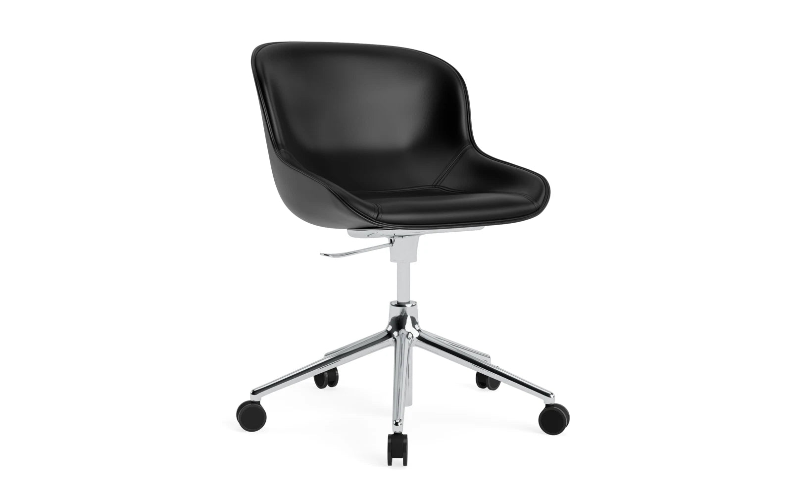 Hyg Drehsessel mit 5 Rollen Gas Lift Frontpolster Alu Schwartz/Ultra in Ultra 41599 präsentiert im Onlineshop von KAQTU Design AG. Sessel ist von Normann Copenhagen