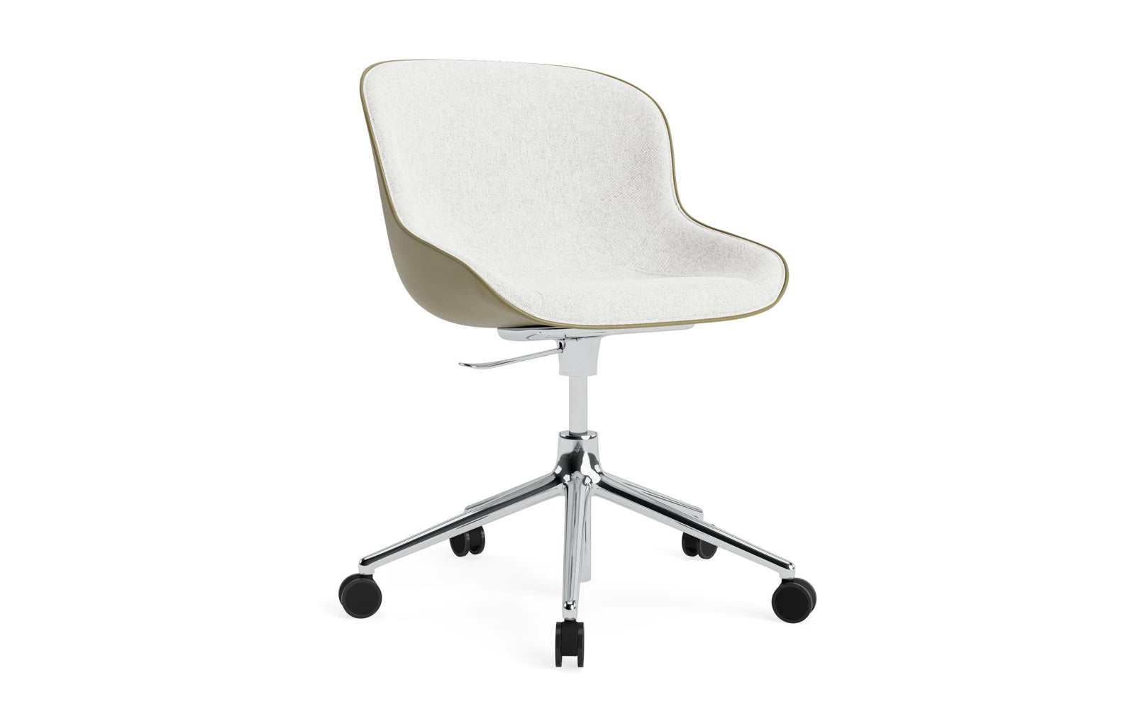 Hyg Drehsessel mit 5 Rollen Gas Lift Frontpolster Alu Olive /Hallingdal in Hallingdal 110 präsentiert im Onlineshop von KAQTU Design AG. Sessel ist von Normann Copenhagen