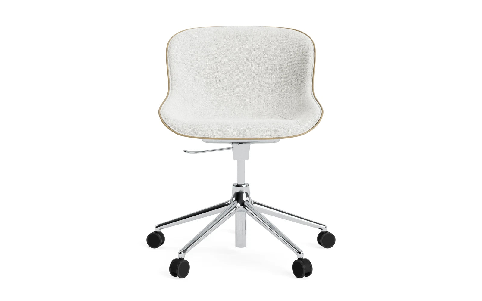 Erleben Sie den Hyg Drehsessel mit Rollen von Normann Copenhagen – ein komfortables Designstück, das skandinavische Gemütlichkeit und Funktionalität perfekt kombiniert.