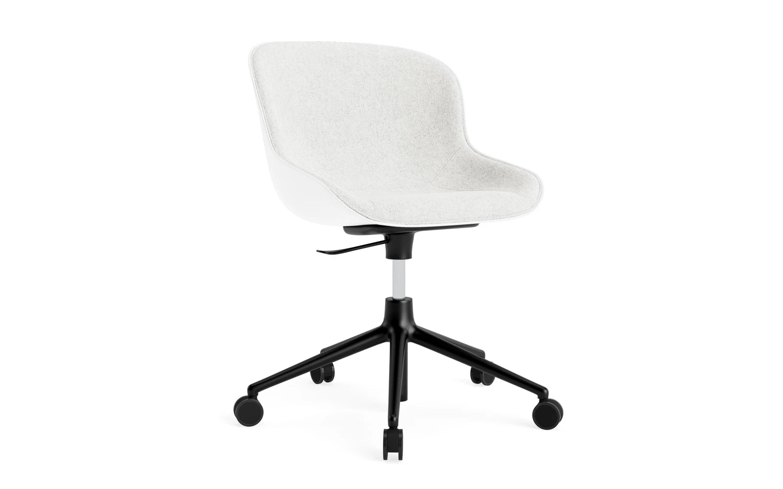 Hyg Drehsessel mit 5 Rollen Gas Lift Frontpolster Schwartz Alu Weiss/Hallingdal in Hallingdal 110 präsentiert im Onlineshop von KAQTU Design AG. Sessel ist von Normann Copenhagen