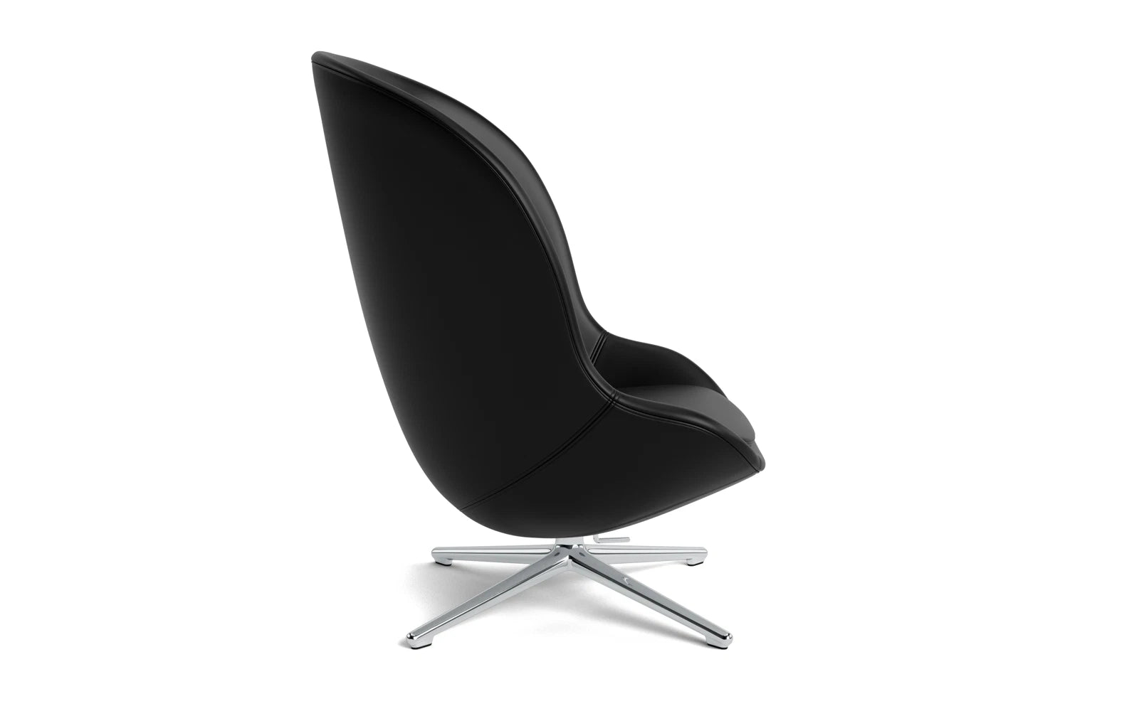 Erleben Sie den Hyg Lounge-Sessel Hoch von Normann Copenhagen – ein skandinavisches Designhighlight mit Drehgestell, Kippfunktion und luxuriösem Ultra Leder.