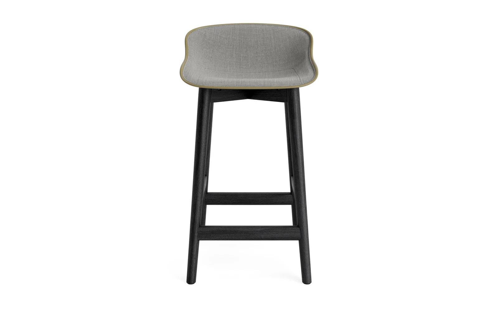 Erleben Sie den Hyg Barhocker 65 cm von Normann Copenhagen: Ein elegantes Möbelstück aus schwarzer Eiche mit bequemer Olive/Remix-Polsterung, das Gemütlichkeit und Stil vereint.