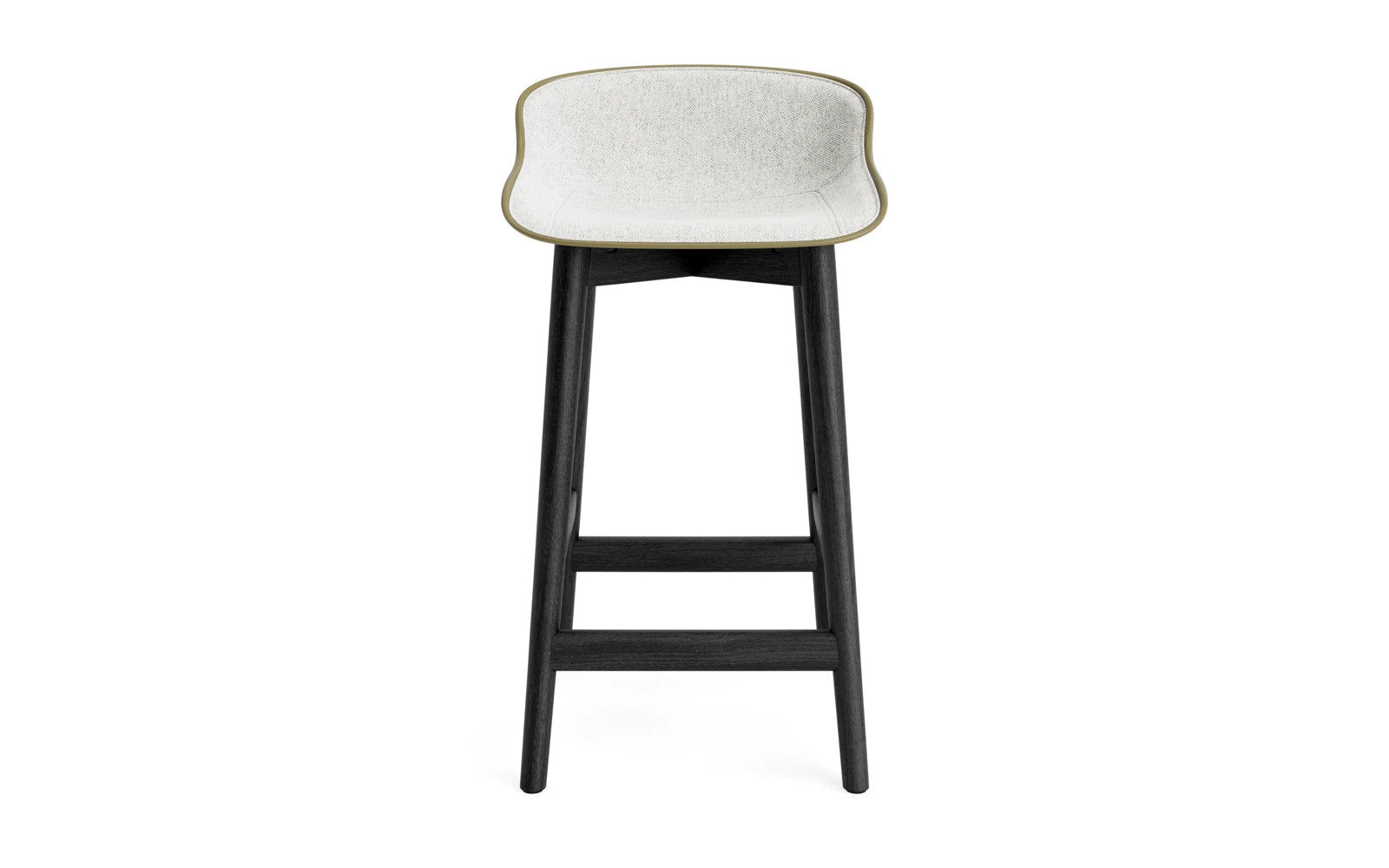 Entdecken Sie den Hyg Barhocker von Normann Copenhagen: 65 cm hoch, mit eleganter schwarzer Eiche und bequemer Olive/Hallingdal Polsterung. Ideal für stilvolle Wohnräume.