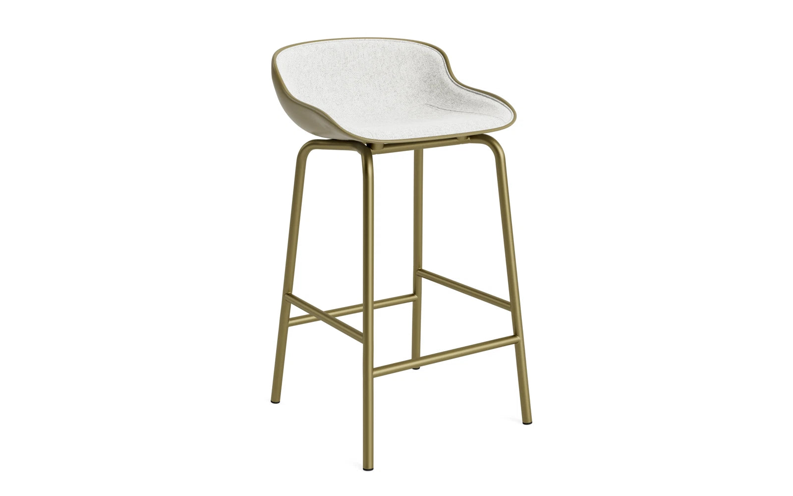 Hyg Barhocker 65 cm Frontpolster Stahl Olive/Hallingdal in Hallingdal 110 präsentiert im Onlineshop von KAQTU Design AG. Barstuhl ist von Normann Copenhagen