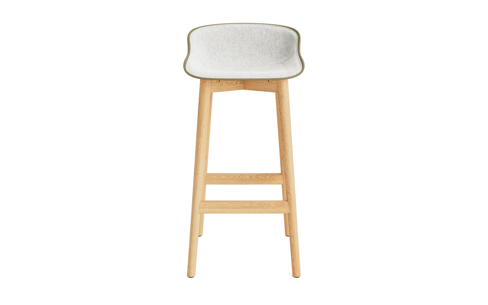Erleben Sie den Hyg Barhocker 75 cm von Normann Copenhagen – ein eleganter Barhocker aus Eiche und Hallingdal, der Gemütlichkeit und modernes Design vereint.