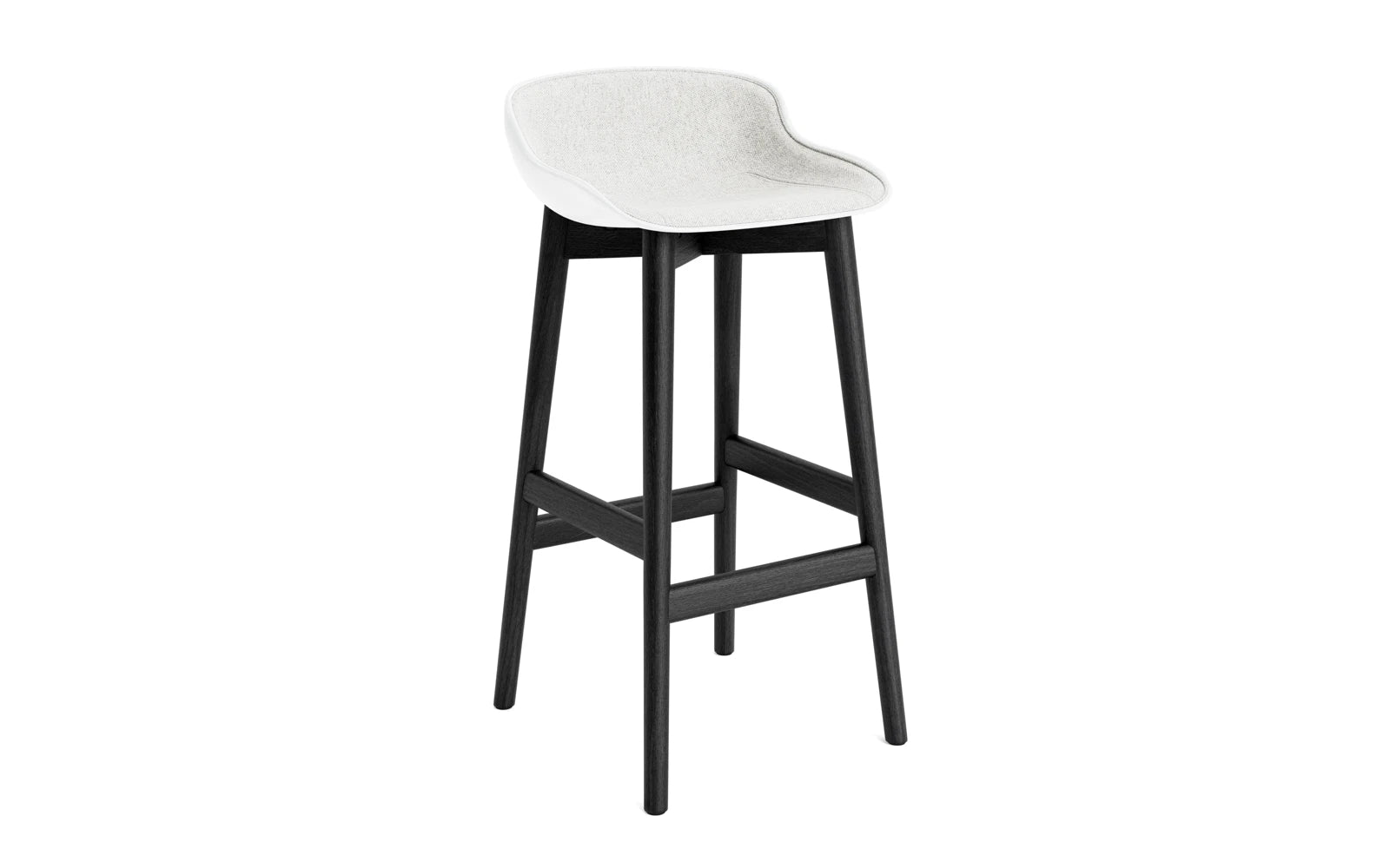 Hyg Barhocker 75 cm Polster Schwartze Eiche Weiss/Hallingdal in Hallingdal 110 präsentiert im Onlineshop von KAQTU Design AG. Barstuhl ist von Normann Copenhagen