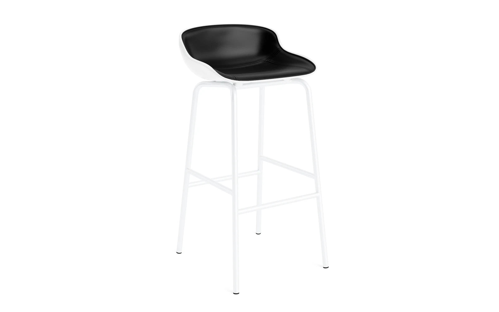 Hyg Barhocker 75 cm Frontpolster Weiss Stahl Weiss/Ultra in Ultra 41599 präsentiert im Onlineshop von KAQTU Design AG. Barstuhl ist von Normann Copenhagen