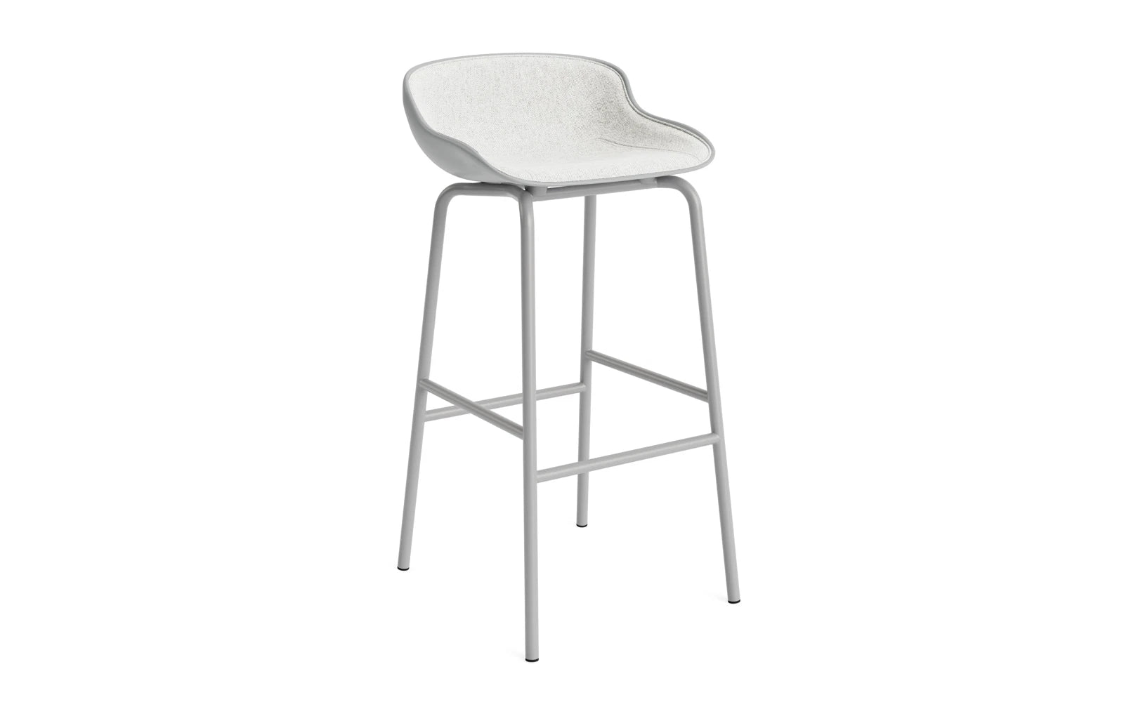 Hyg Barhocker 75 cm Frontpolster Grau Stahl Grau/Hallingdal in Hallingdal 110 präsentiert im Onlineshop von KAQTU Design AG. Barstuhl ist von Normann Copenhagen