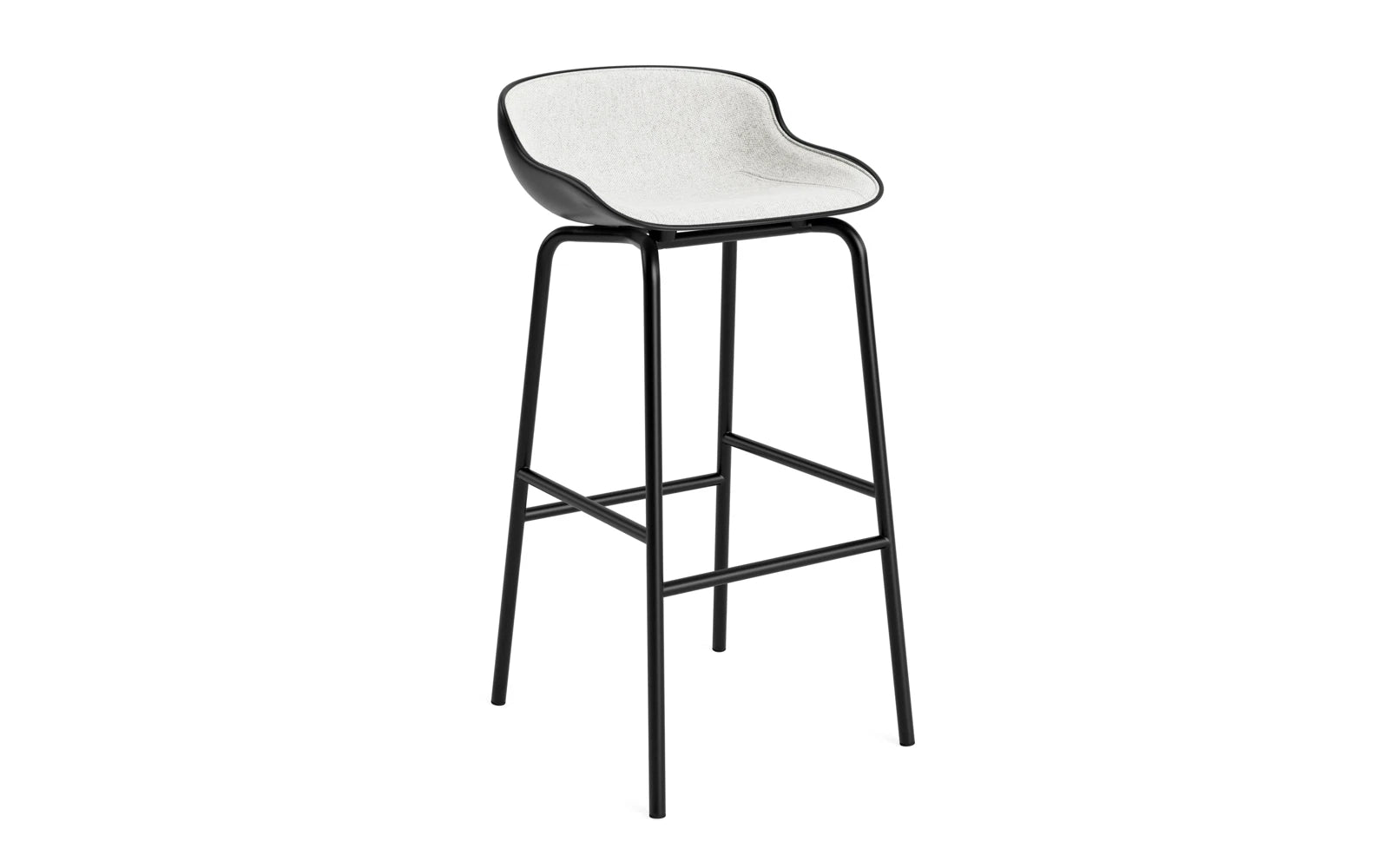 Hyg Barhocker 75 cm Frontpolster Schwartze Stahl Schwartz/Hallingdal in Hallingdal 110 präsentiert im Onlineshop von KAQTU Design AG. Barstuhl ist von Normann Copenhagen