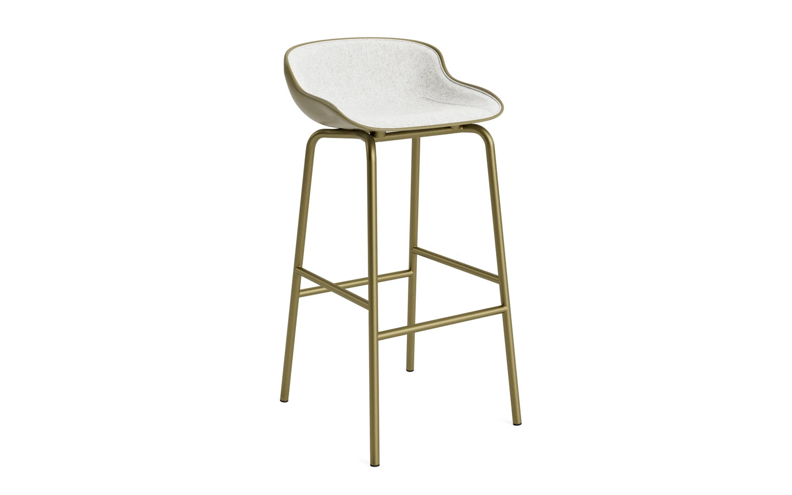 Hyg Barhocker 75 cm Frontpolster Stahl Olive/Hallingdal in Hallingdal 110 präsentiert im Onlineshop von KAQTU Design AG. Barstuhl ist von Normann Copenhagen