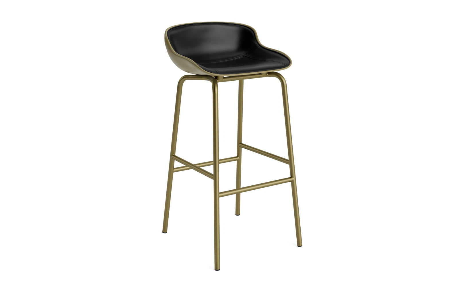 Hyg Barhocker 75 cm Frontpolster Stahl Olive/Ultra in Ultra 41599 präsentiert im Onlineshop von KAQTU Design AG. Barstuhl ist von Normann Copenhagen