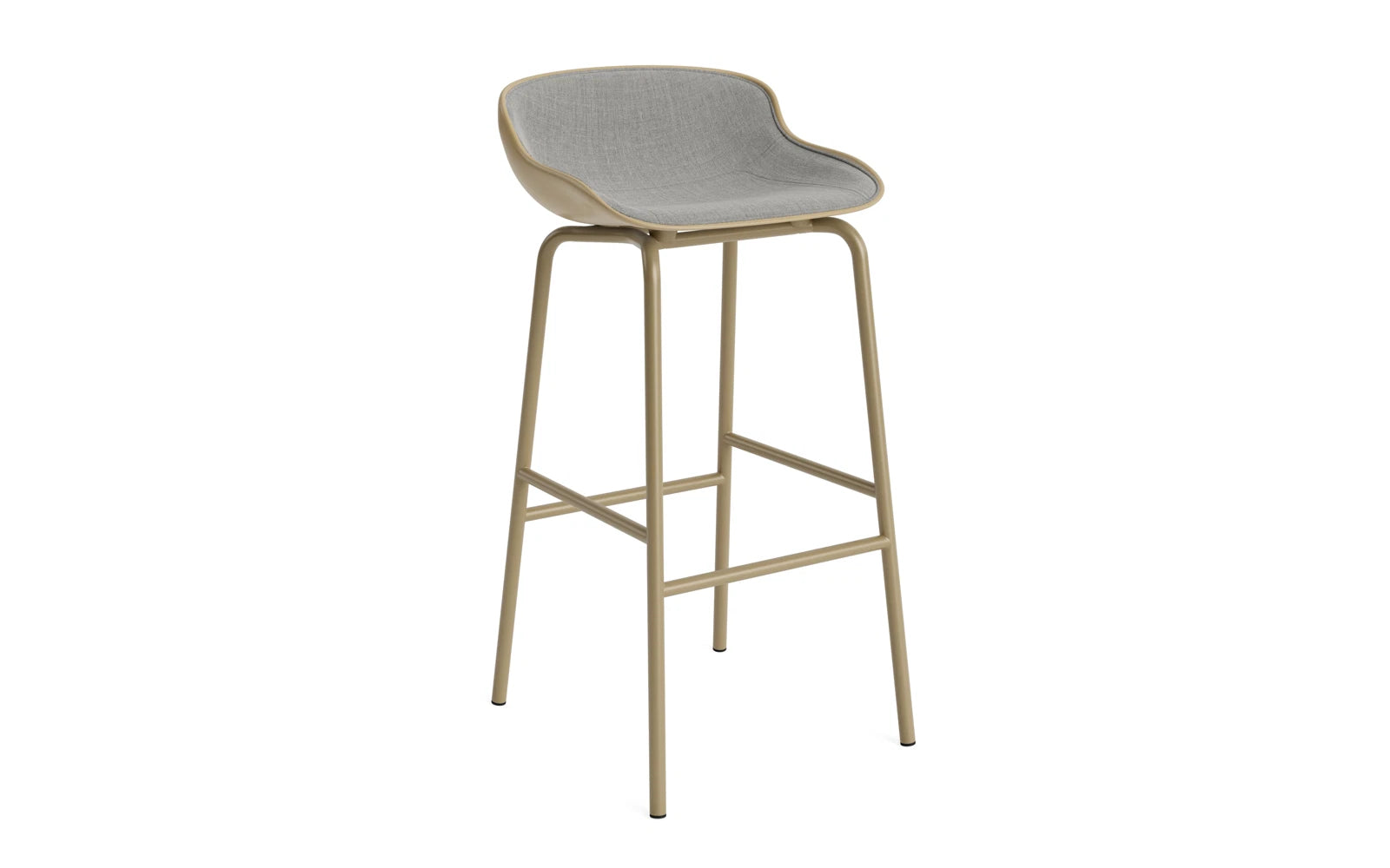 Der Hyg Barhocker 75 cm in Sand von Normann Copenhagen vereint Hygge-Gemütlichkeit mit sanften Linien und hochwertigen Polstern.