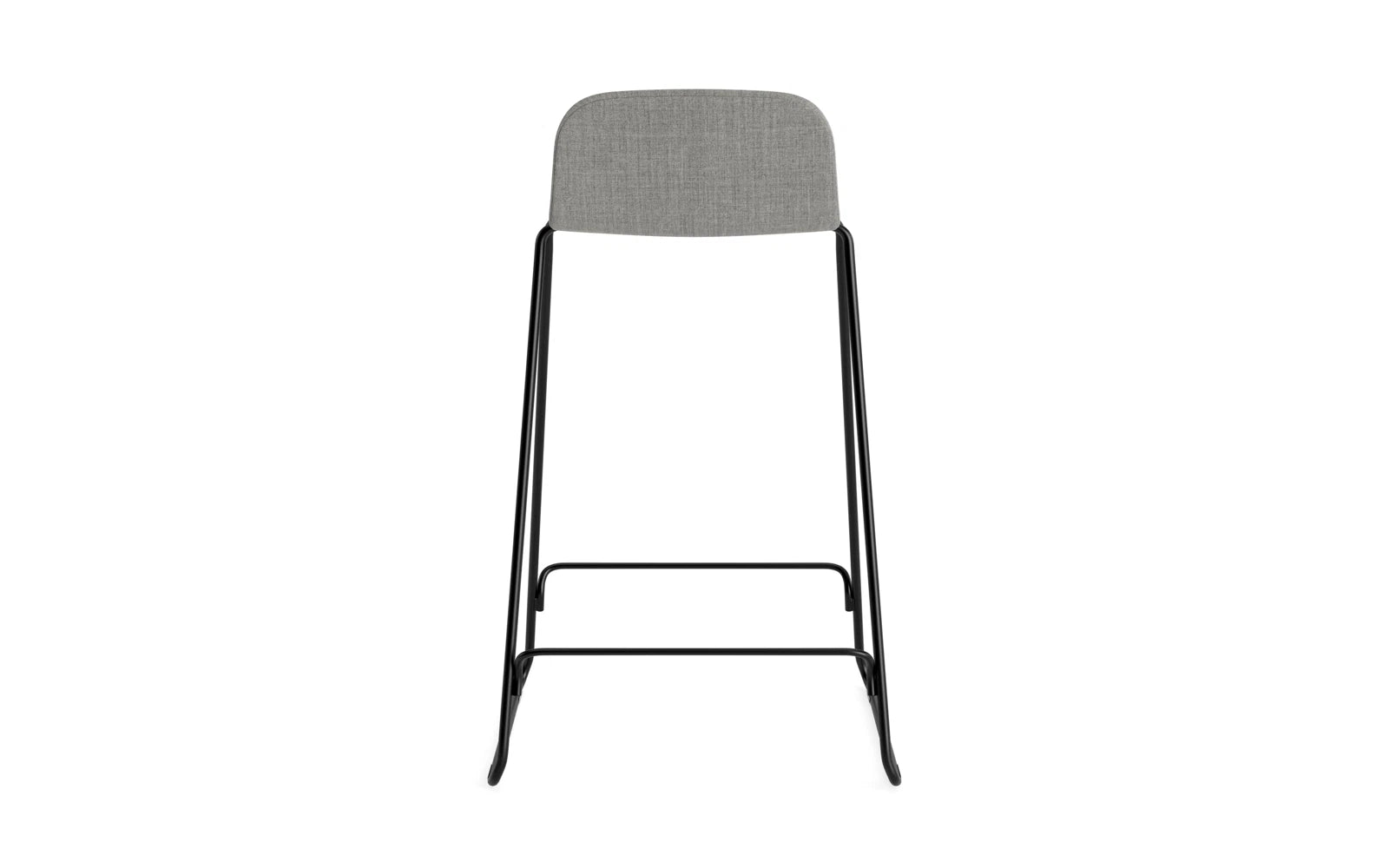 Erleben Sie den Just Barhocker 65 cm mit Lehne von Normann Copenhagen – ein elegantes, gepolstertes Design aus schwarzem Stahl, perfekt für jeden Raum.