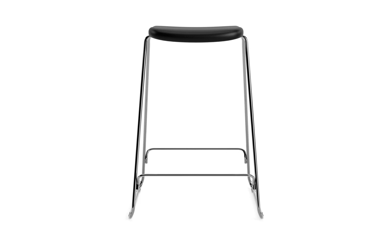Stylischer Just Barhocker 65 cm von Normann Copenhagen. Gepolstert, Chrom/Ultra, perfekt für zeitgemäße Wohnräume und Bars.