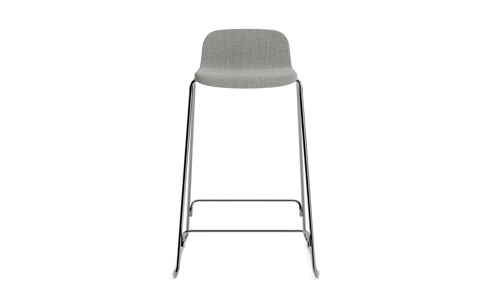 Erleben Sie den Just Barhocker 65 cm von Normann Copenhagen: gepolstert, mit Lehne und elegantem Chromgestell – ideal für Küche und Bar.