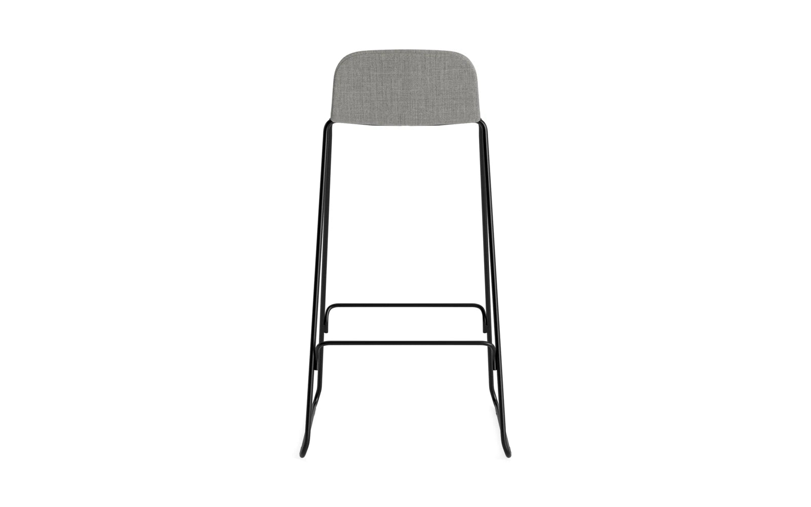 Erleben Sie den Just Barhocker 75 cm mit Lehne von Normann Copenhagen – ein elegantes, gepolstertes Design aus schwarzem Stahl, perfekt für moderne Wohnräume.